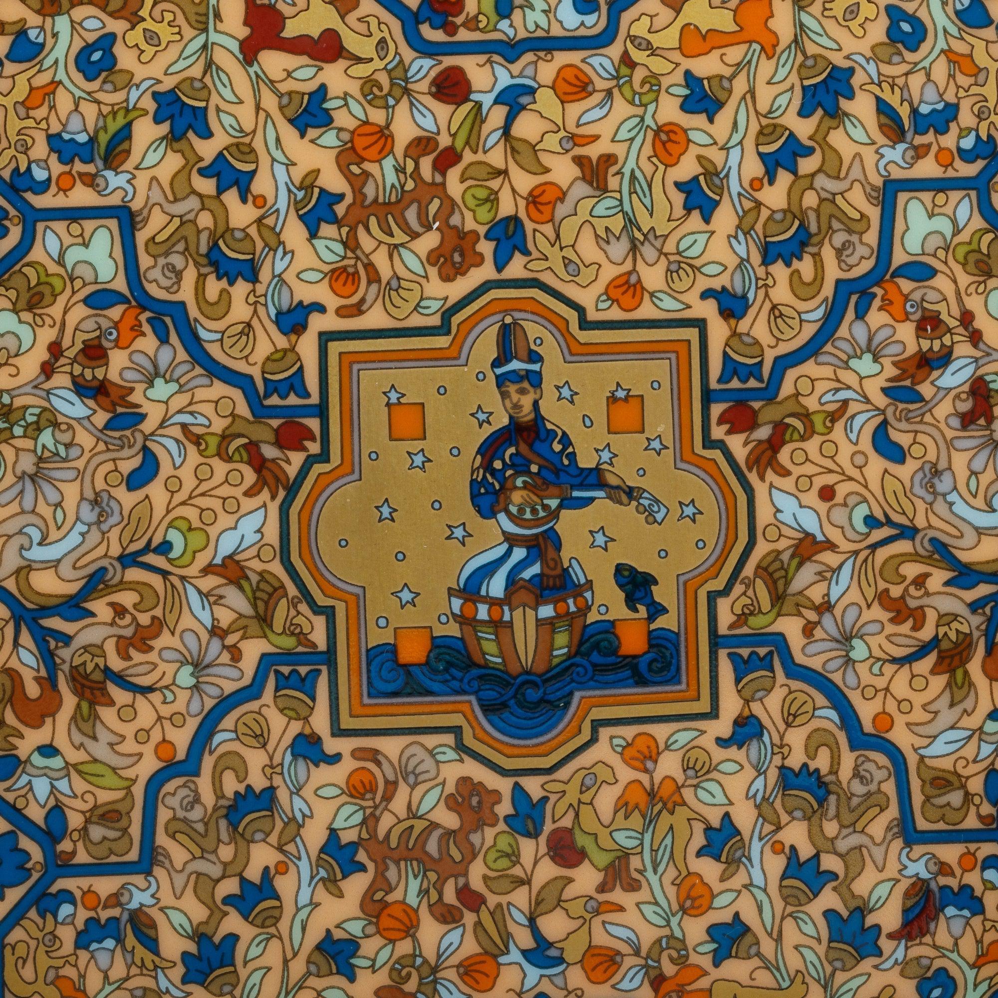 Hermes Bleu Cobalt 'Les Jardins D'Armenie' Porcelain Ashtray w/ Box