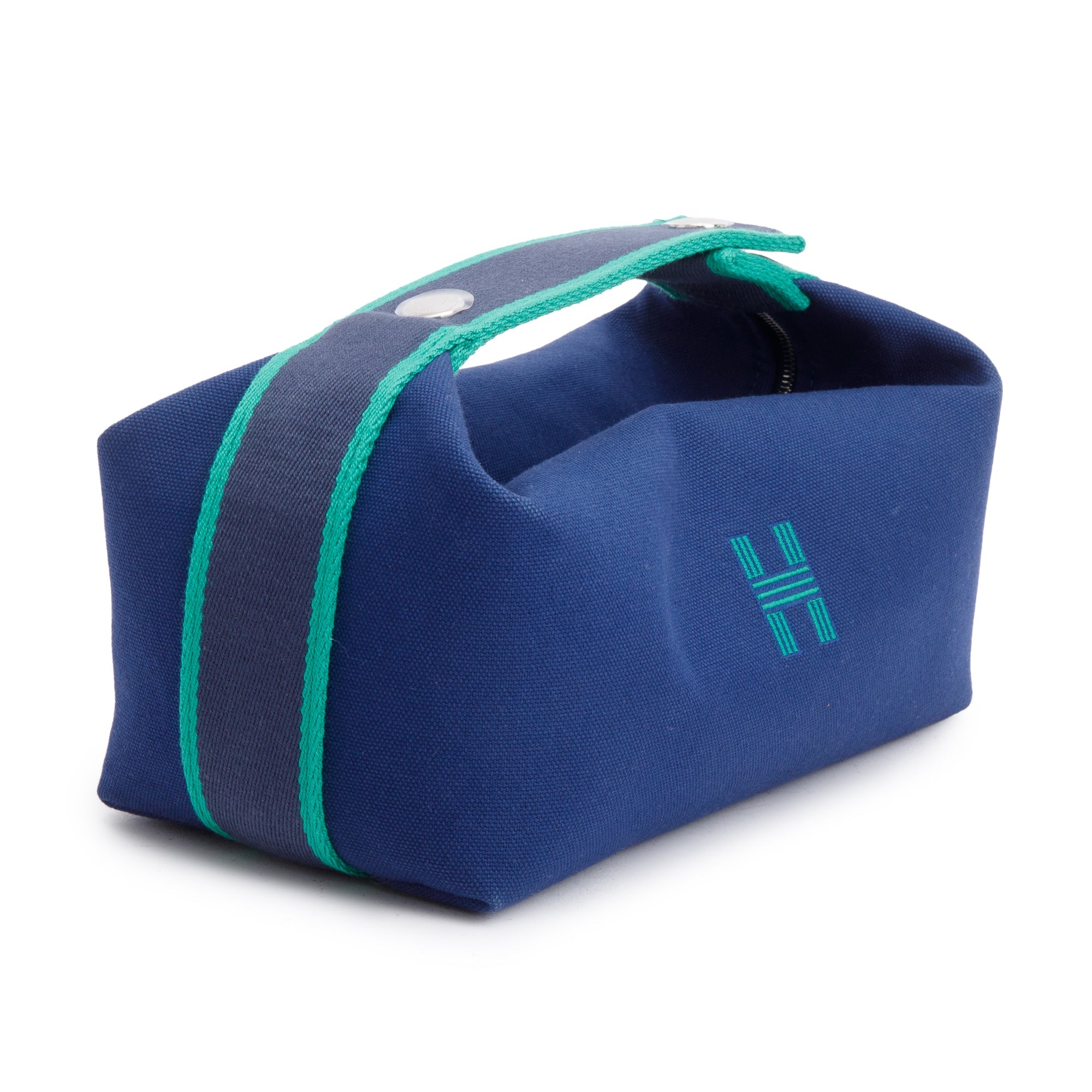 Hermes Bleu De Malte Toile H Canvas Small Bride-A-Brac Case