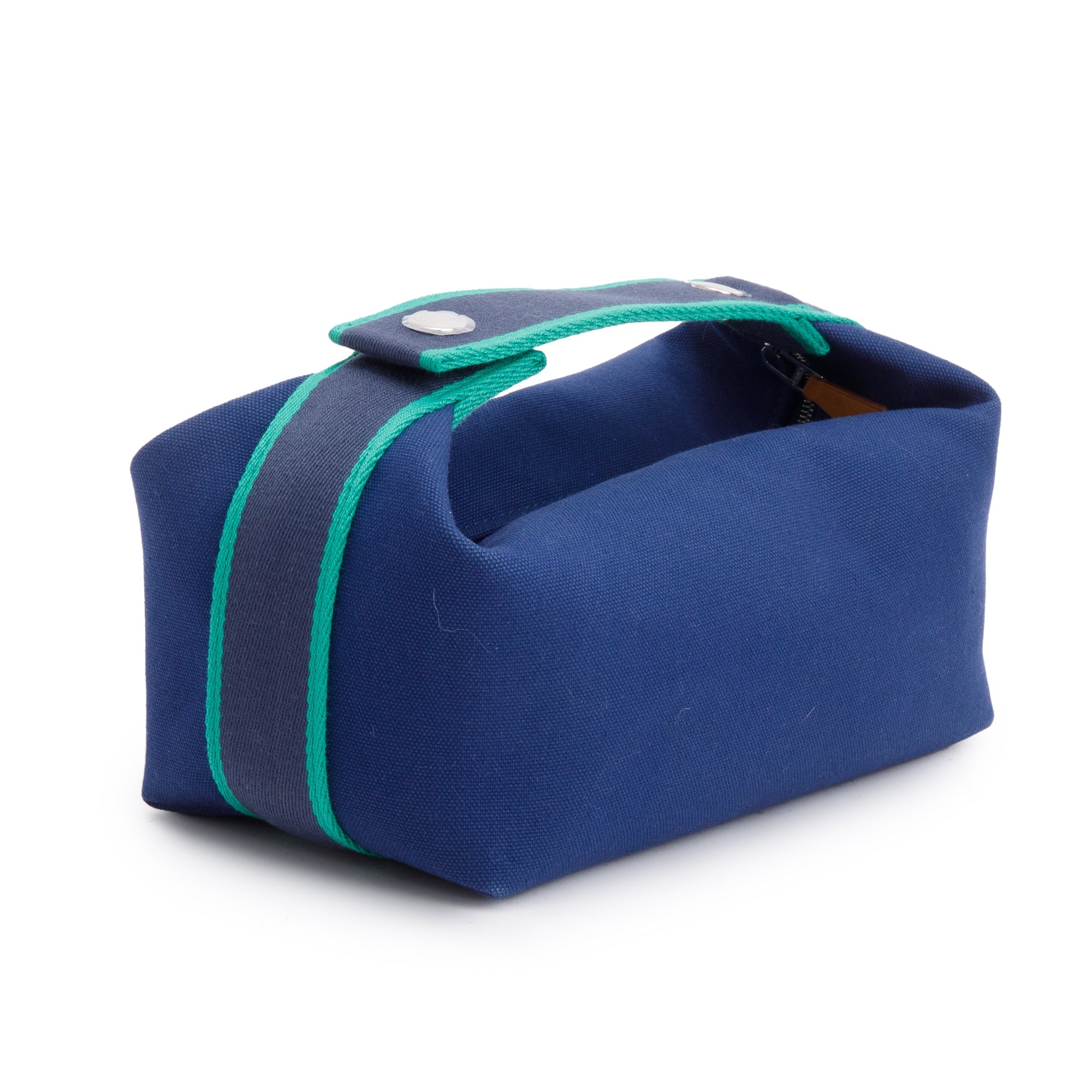 Hermes Bleu De Malte Toile H Canvas Small Bride-A-Brac Case