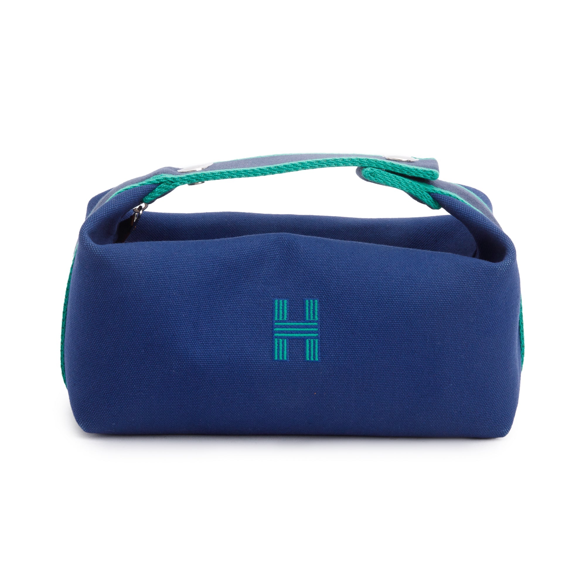 Hermes Bleu De Malte Toile H Canvas Small Bride-A-Brac Case