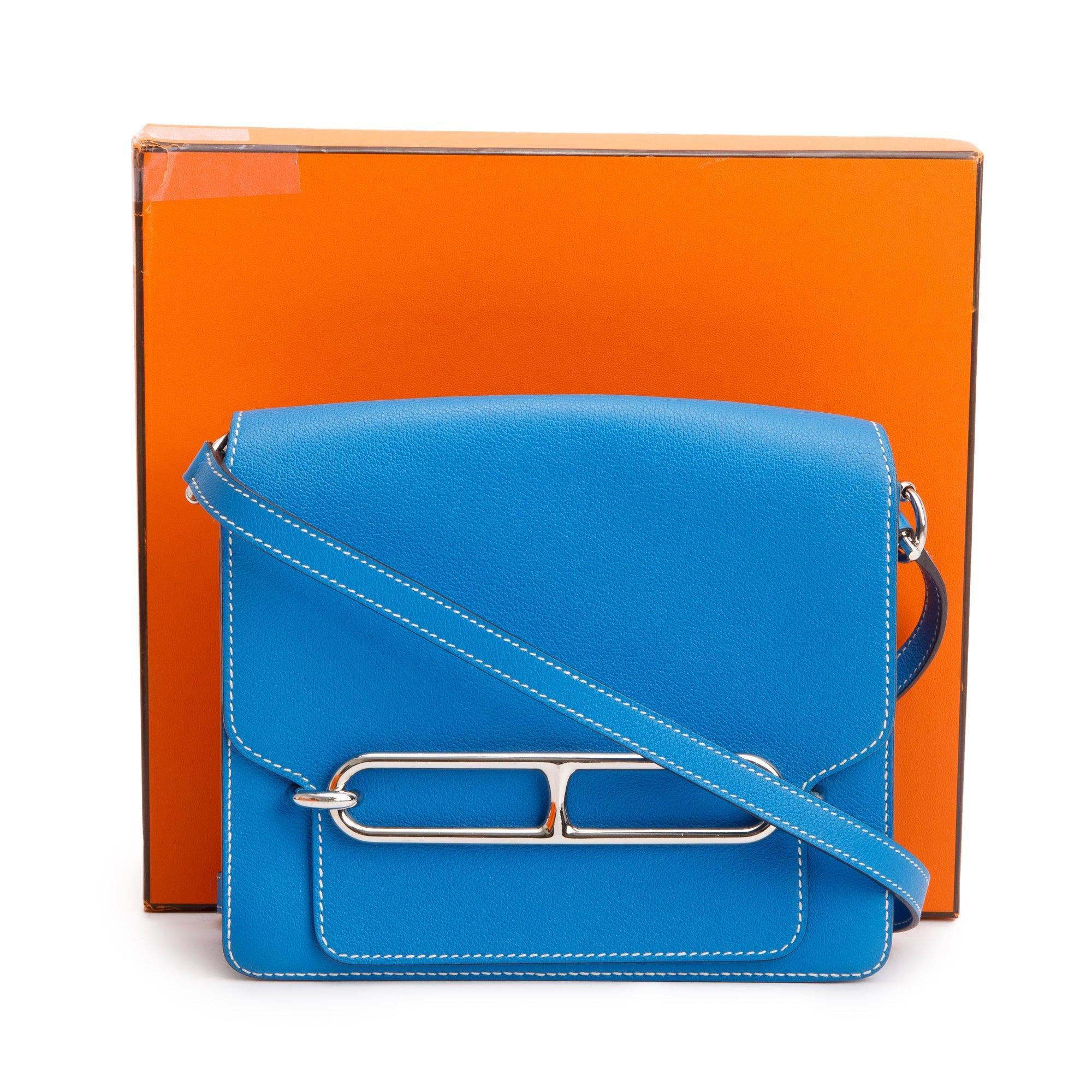 Hermes Bleu Hydra Veau Evercolor Sac Roulis 23 w/ Box & Receipt
