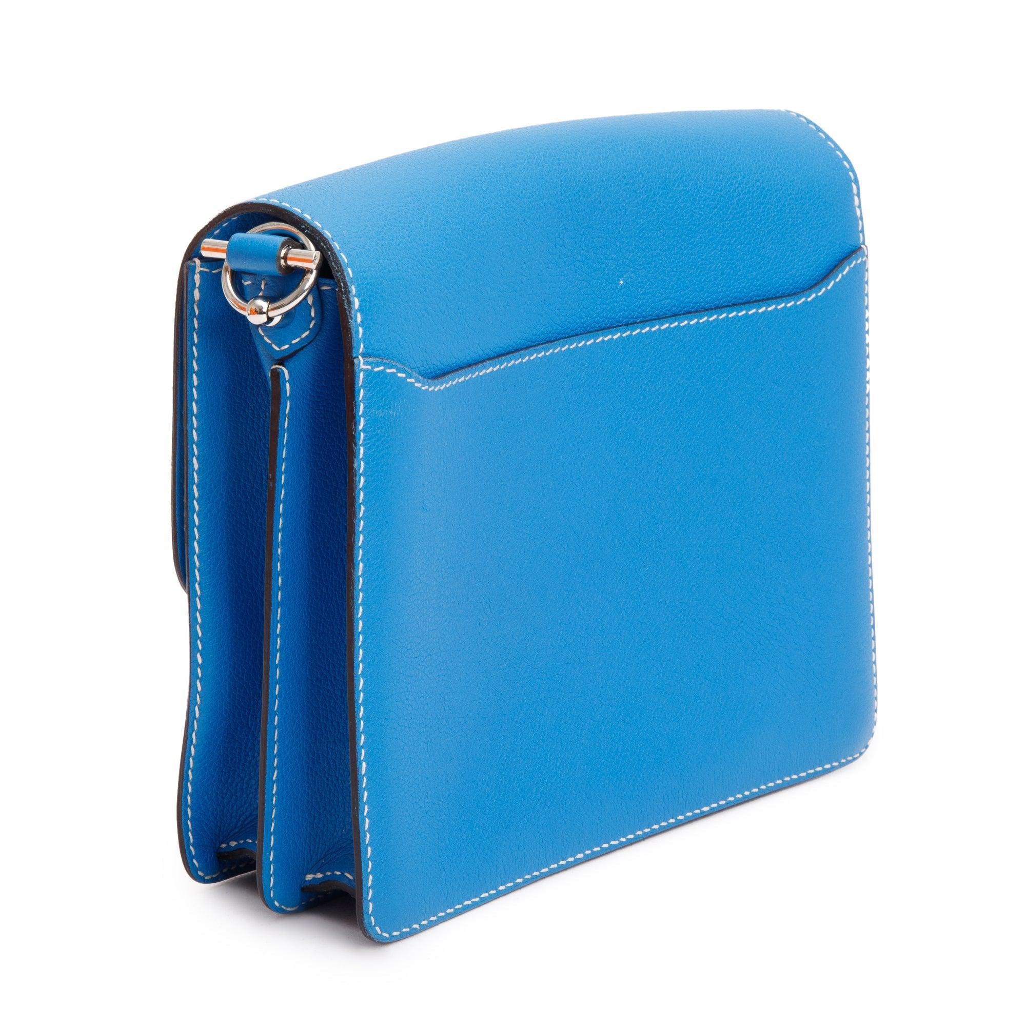 Hermes Bleu Hydra Veau Evercolor Sac Roulis 23 w/ Box & Receipt