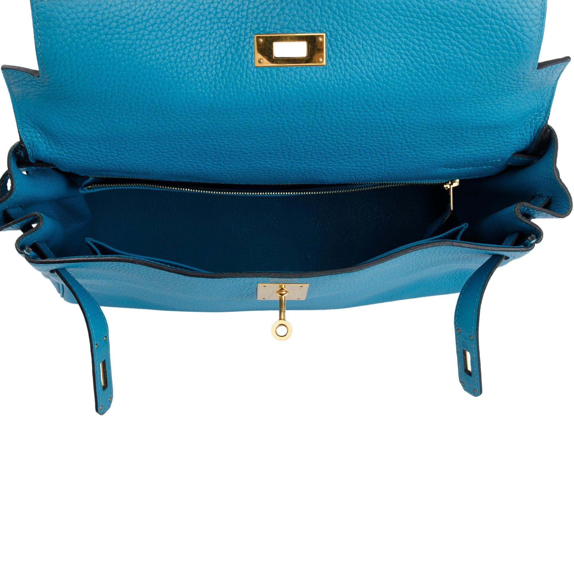 Hermes Bleu Izmir Clemence Kelly II Retourne 32 w/ Strap