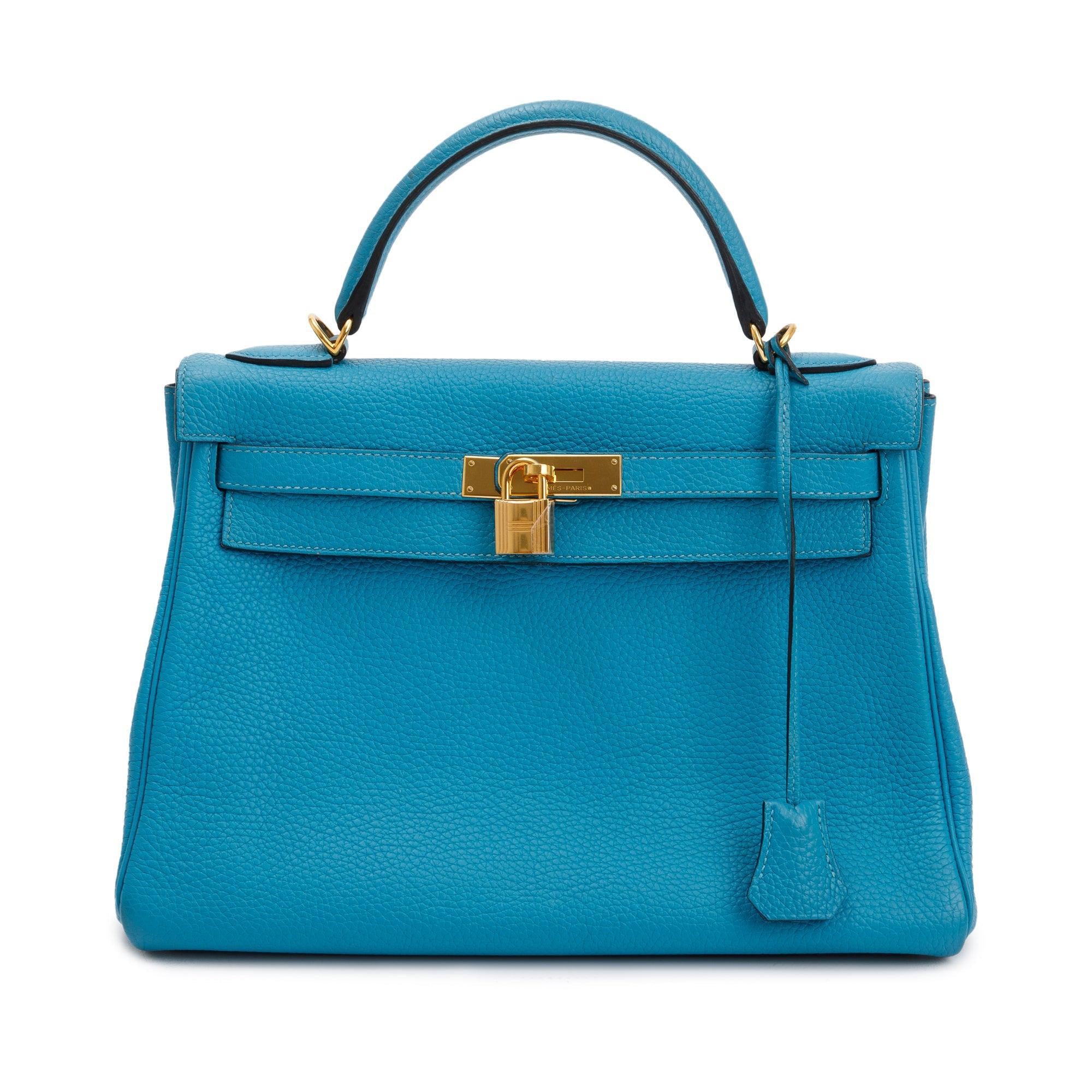 Hermes Bleu Izmir Clemence Kelly II Retourne 32 w/ Strap