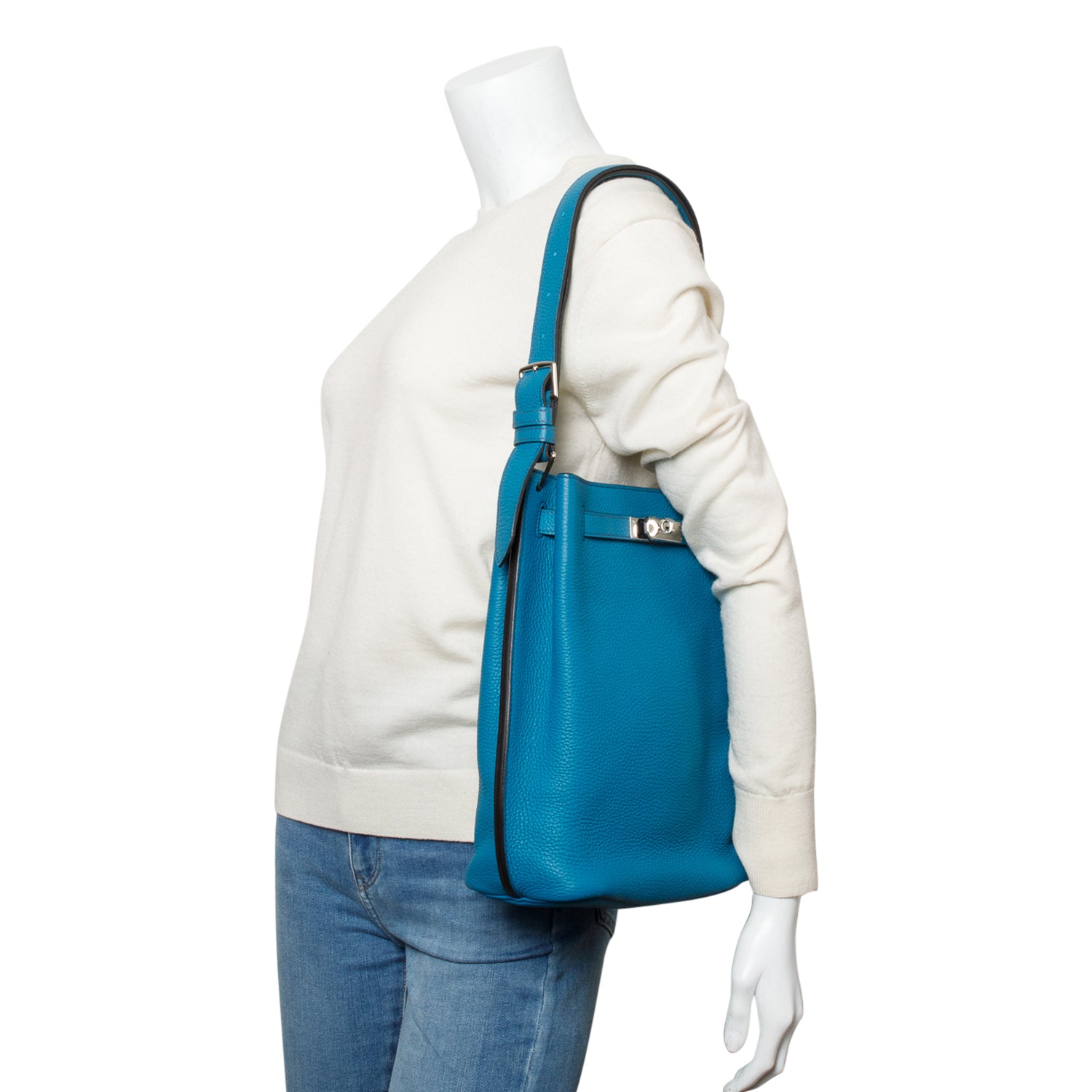 Hermes Bleu Izmir Togo Leather So Kelly 22 Bag