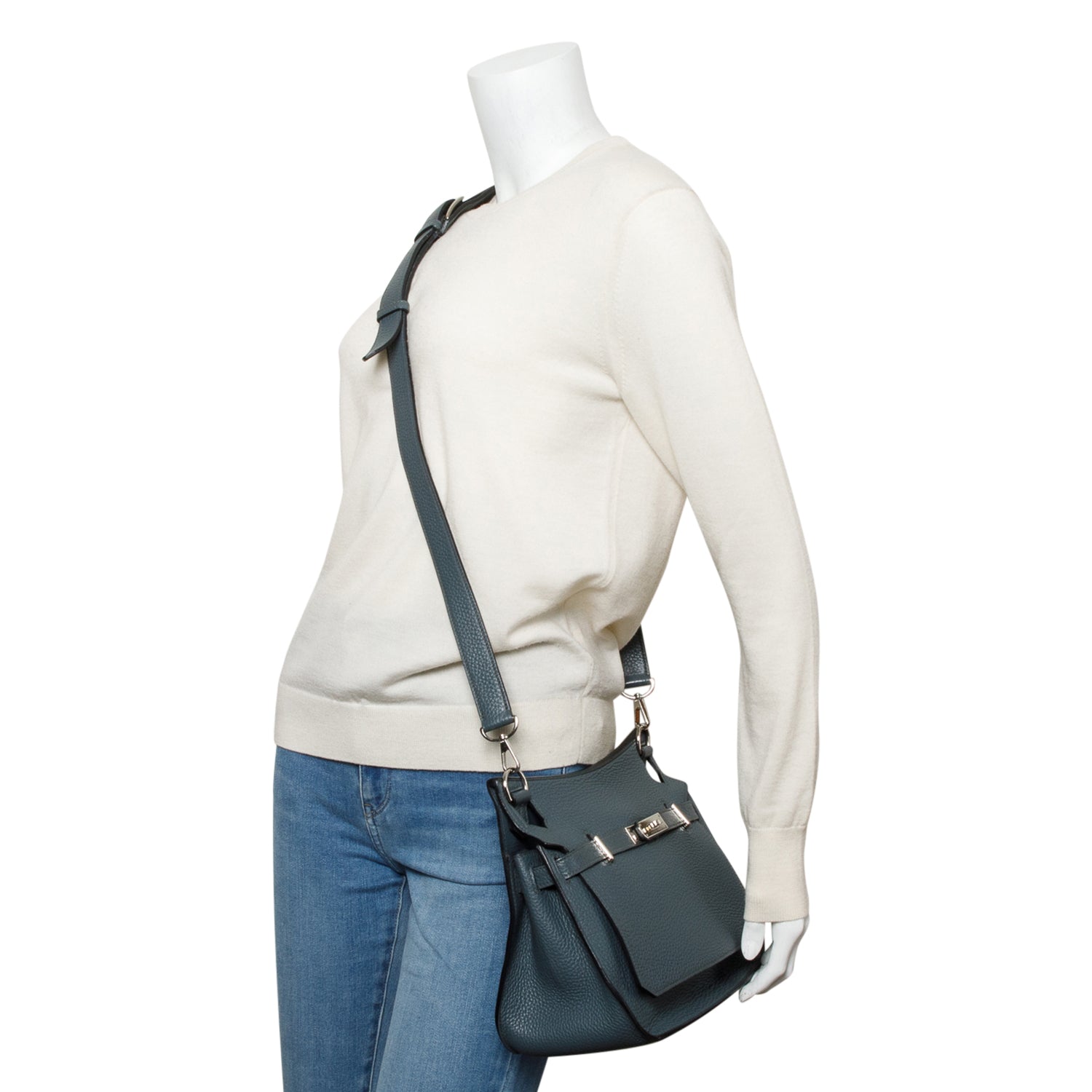 Hermes Bleu Orage Taurillon Clemence Leather Jypsiere 28