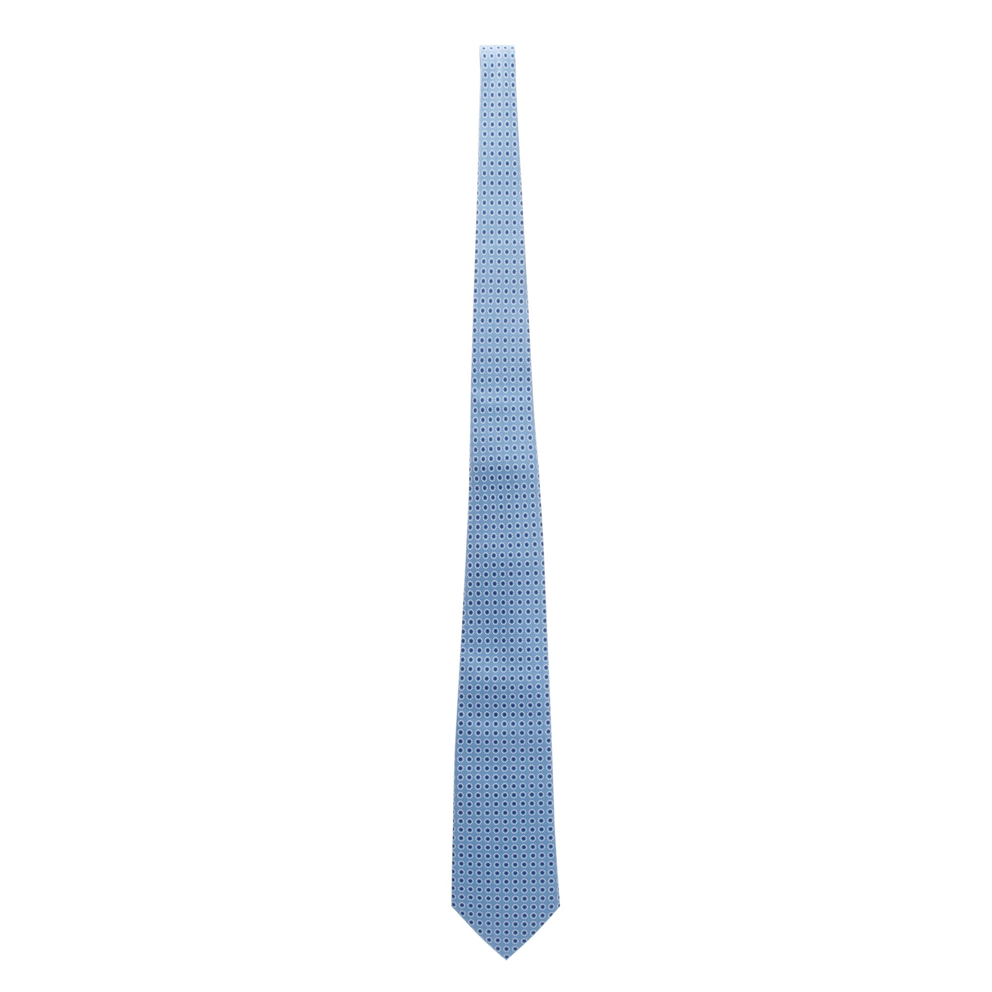 Hermes Blue 5357 OA Printed Silk Tie