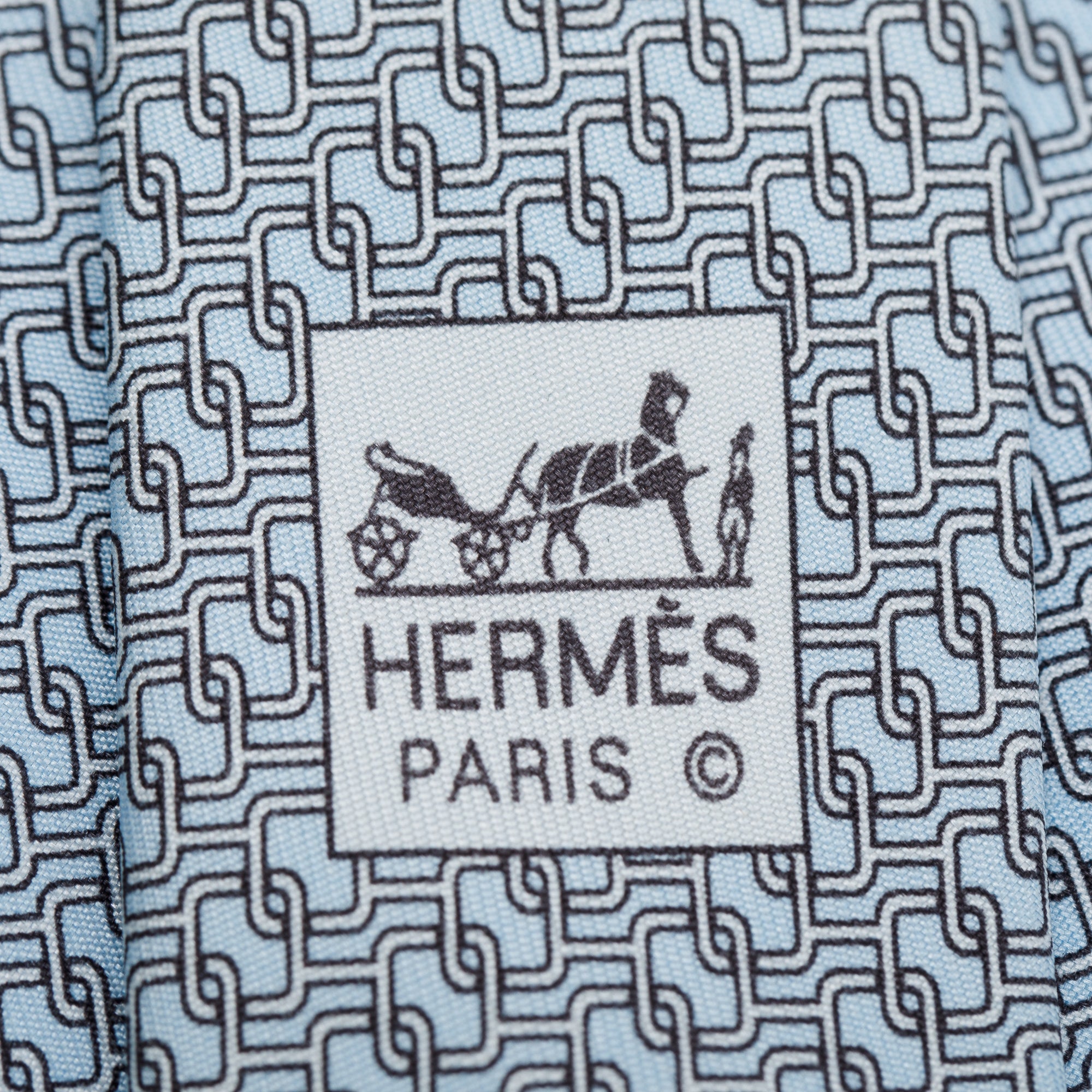 Hermes Blue 5531 UA Printed Silk Tie