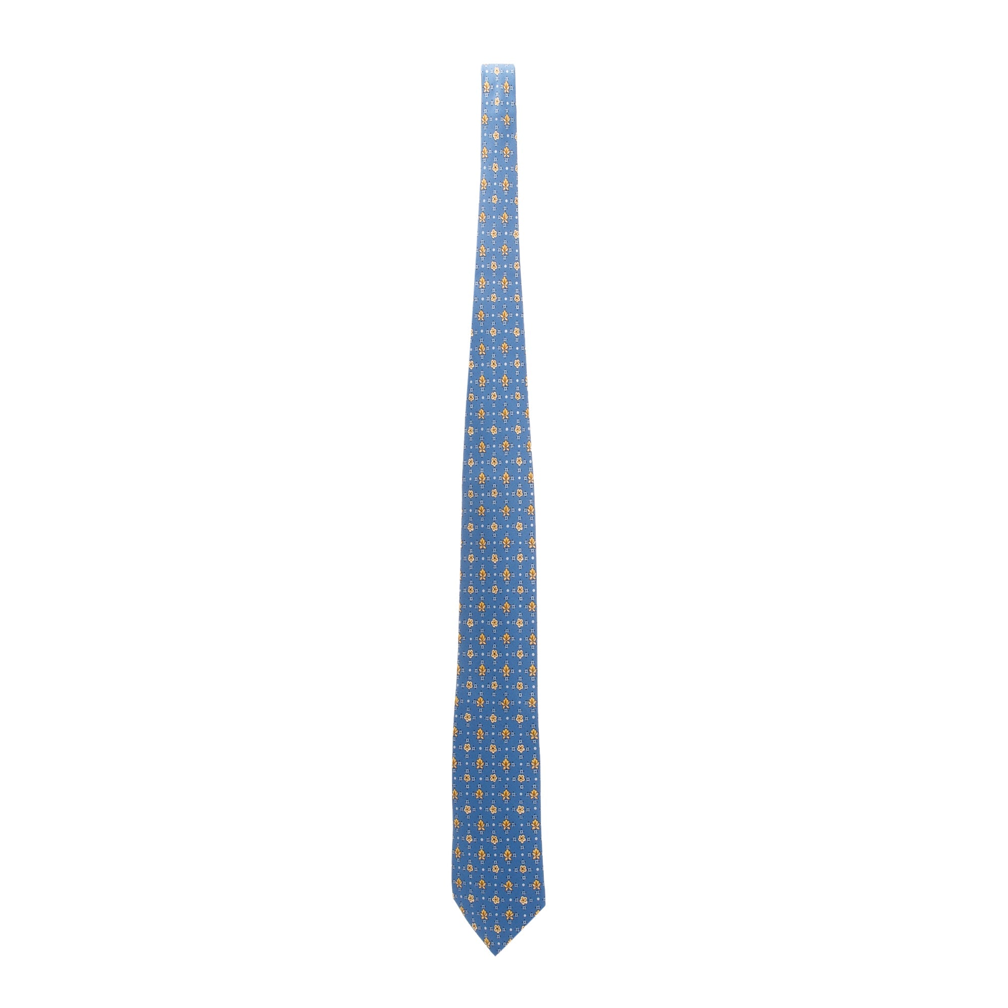 Hermes Blue 7904 MA Printed Silk Tie
