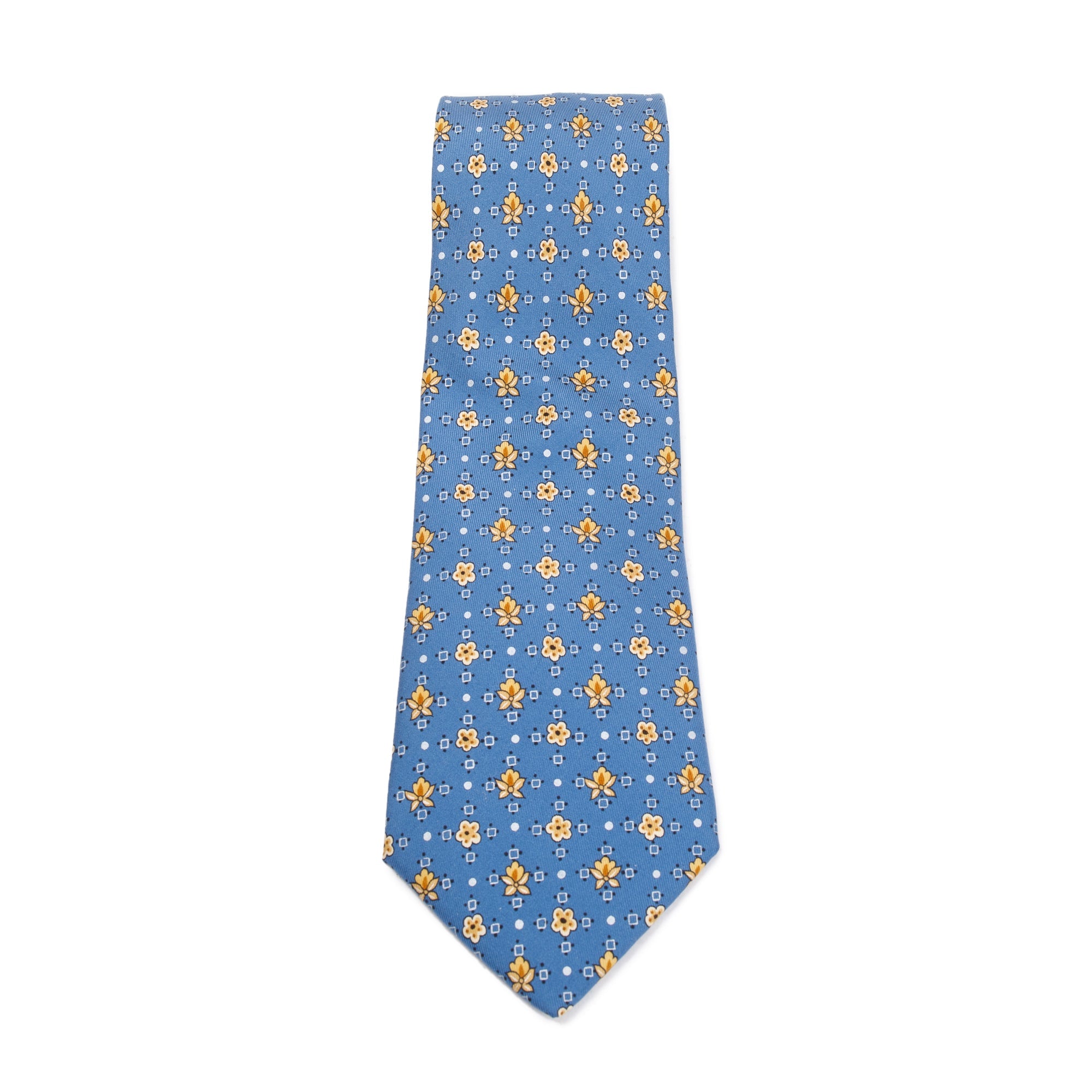 Hermes Blue 7904 MA Printed Silk Tie