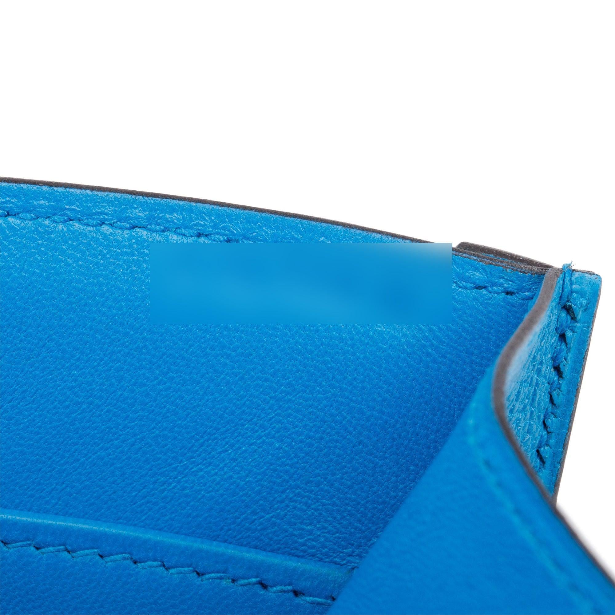 Hermes Blue Chevre Mysore Leather Verrou Clutch