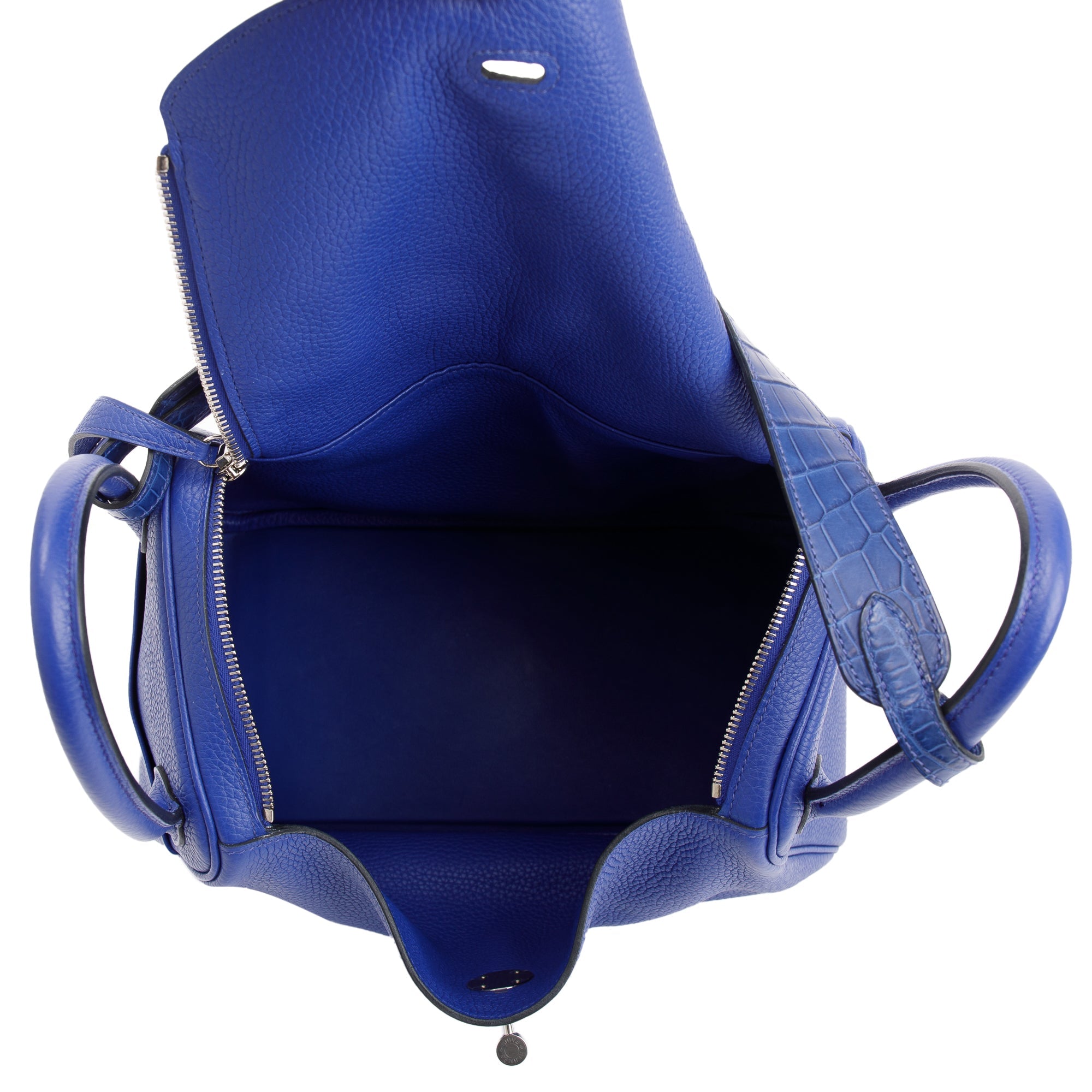 Hermes Blue Electric Clemence Leather Matte Niloticus Lindy Touch 30 w/ Box