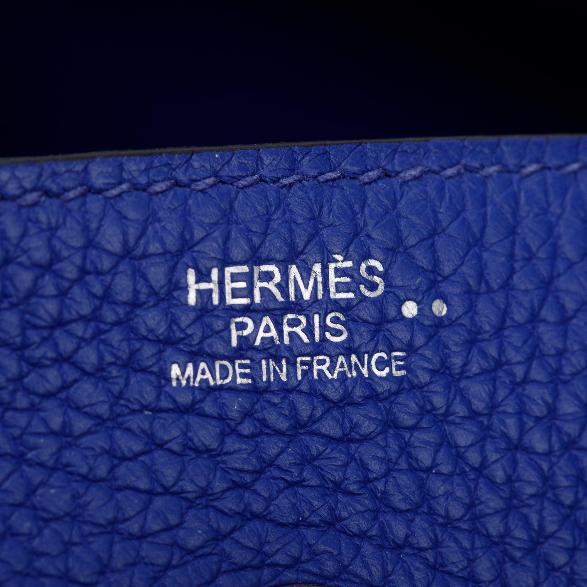 Hermes Blue Electric Clemence Leather Matte Niloticus Lindy Touch 30 w/ Box