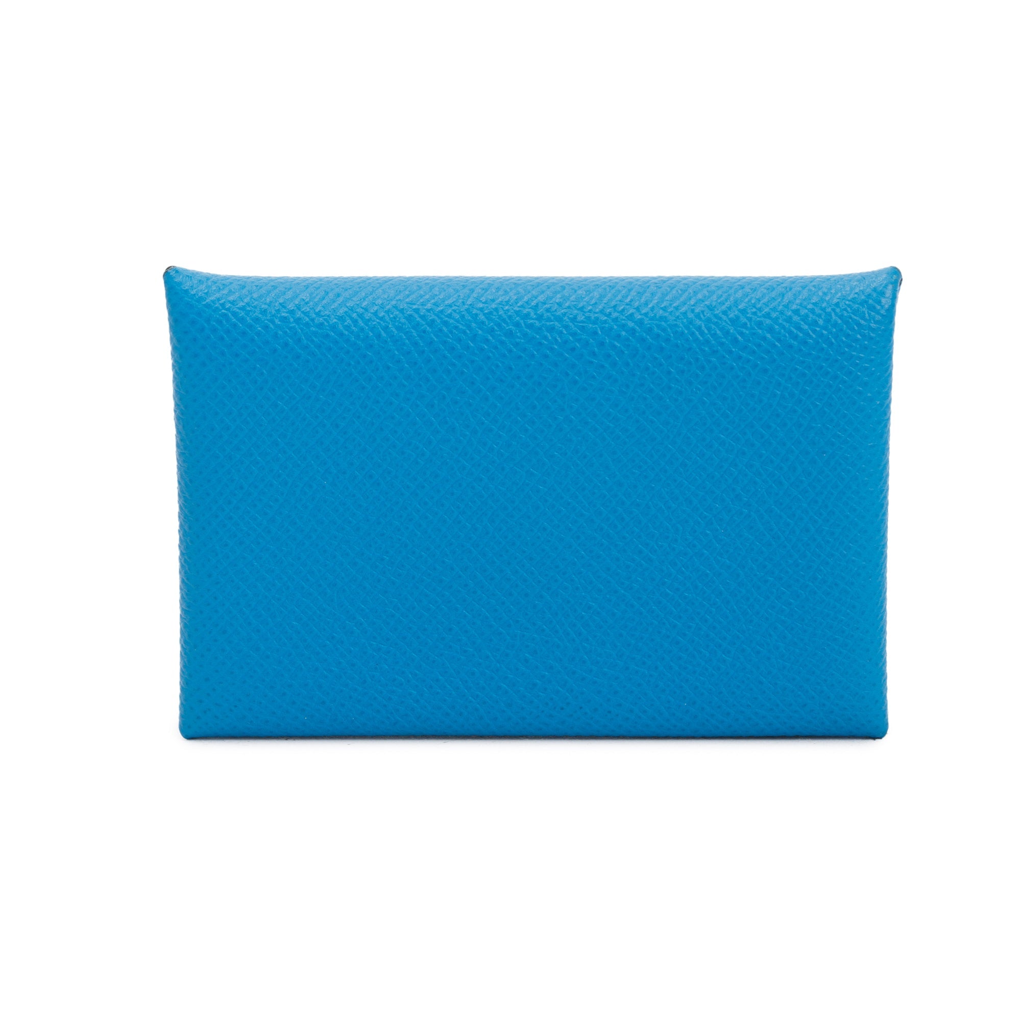 Hermes Blue Epsom Leather Calvi Card Holder w/ Box