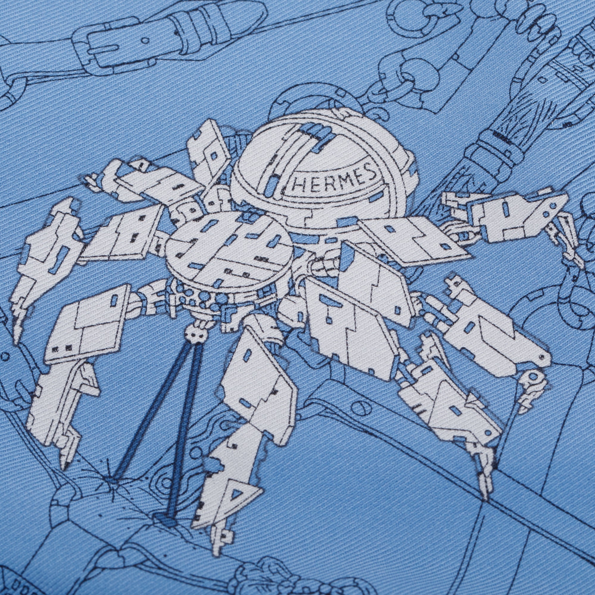 Hermes Blue 'Flamboyant Web' Silk Scarf 45 w/ Box