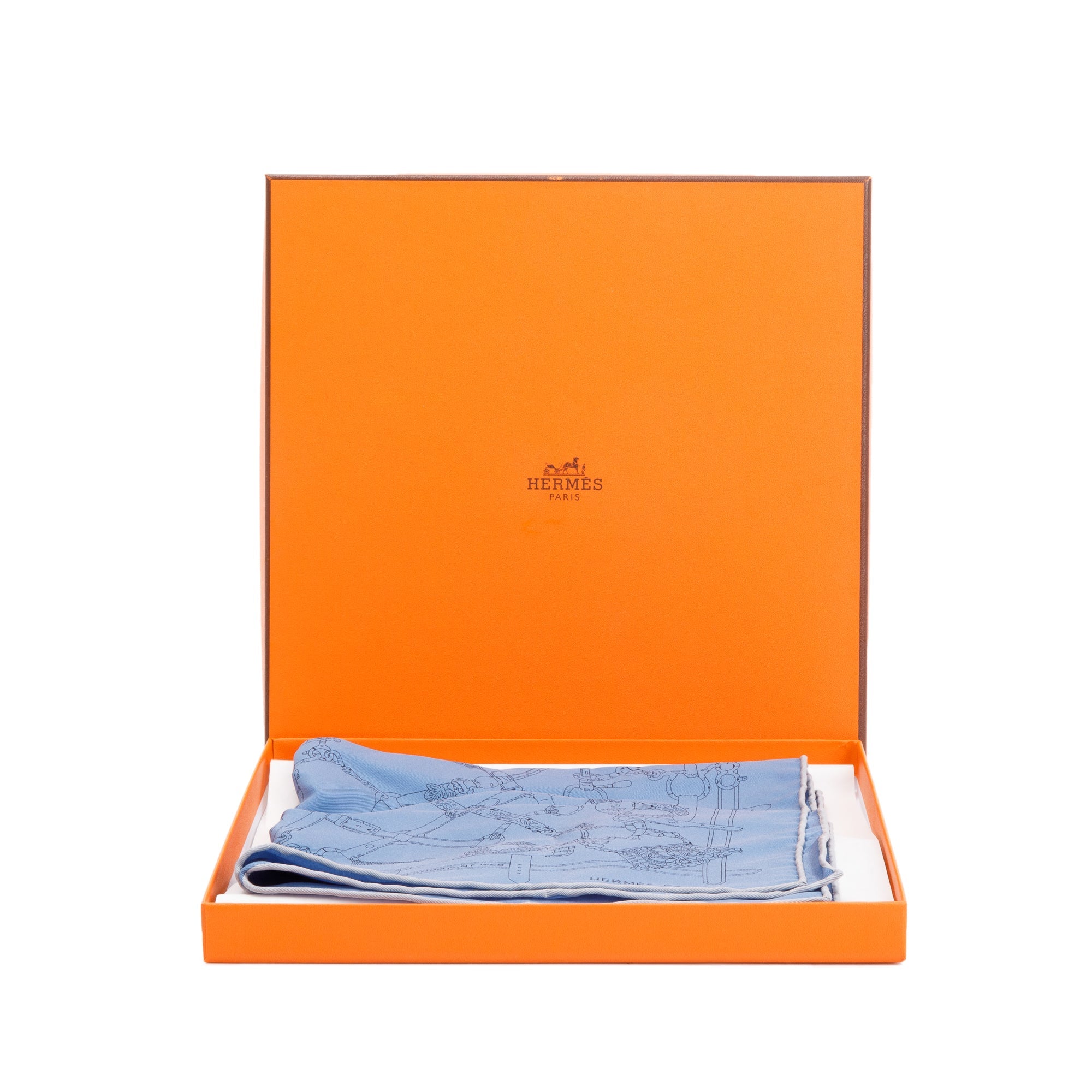 Hermes Blue 'Flamboyant Web' Silk Scarf 45 w/ Box