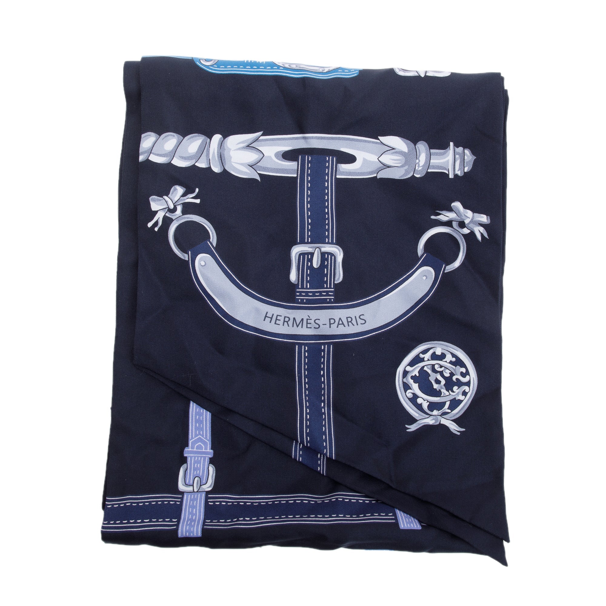 Hermes Blue Silk Maxi Twilly w/ Box