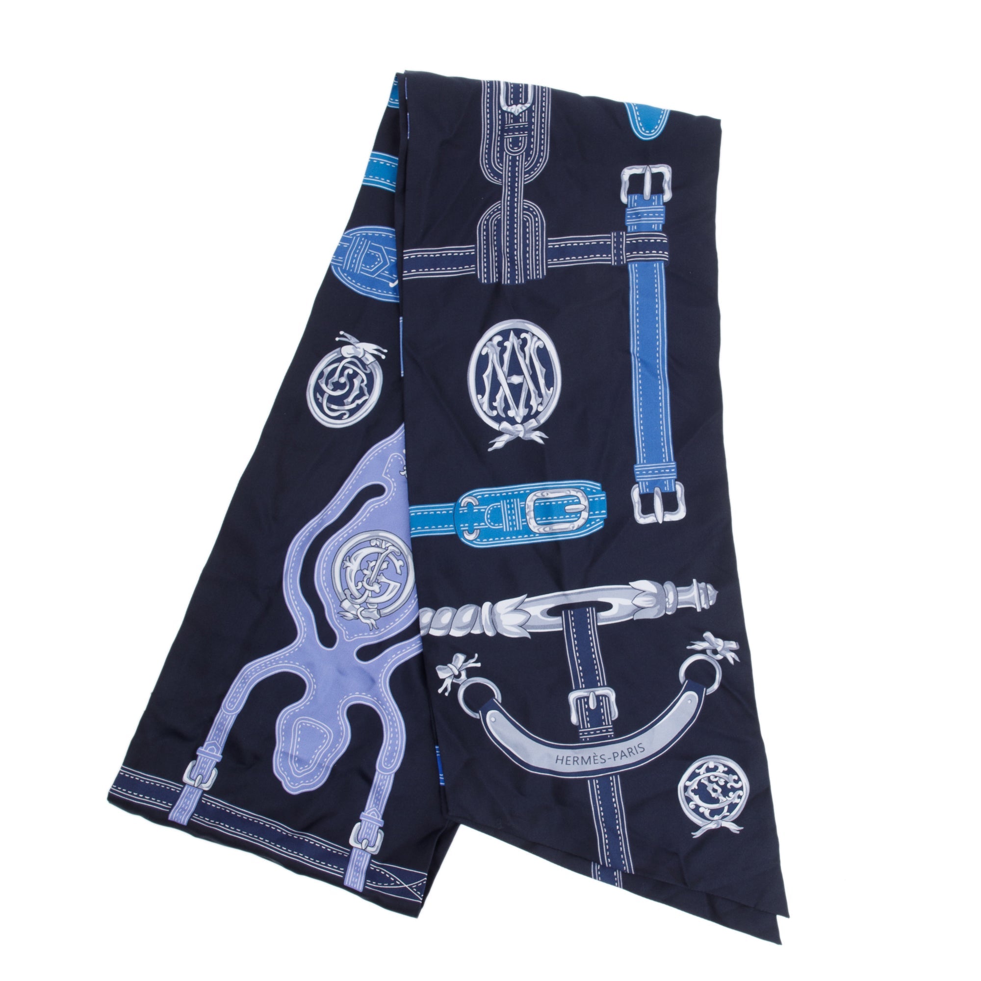 Hermes Blue Silk Maxi Twilly w/ Box