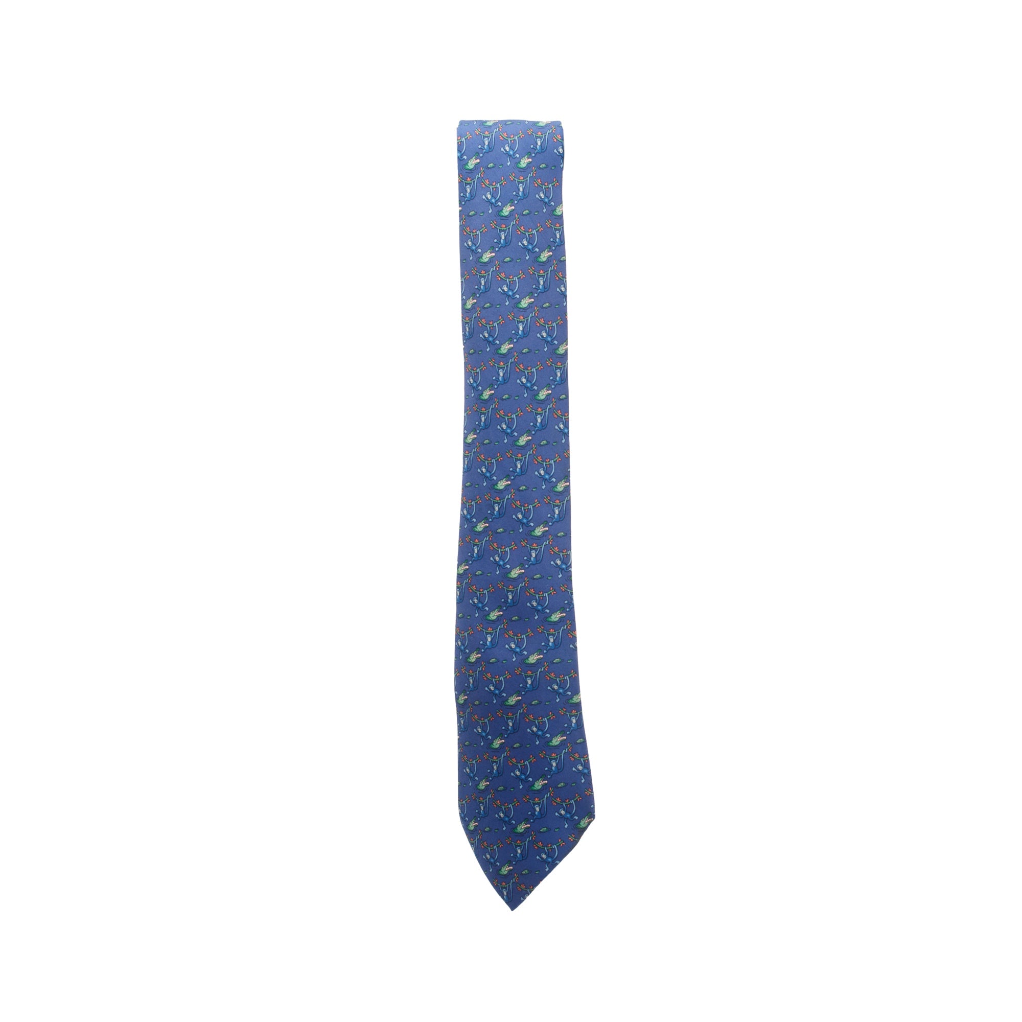 Hermes Blue Silk Twill Tie 7 Jungle Tie