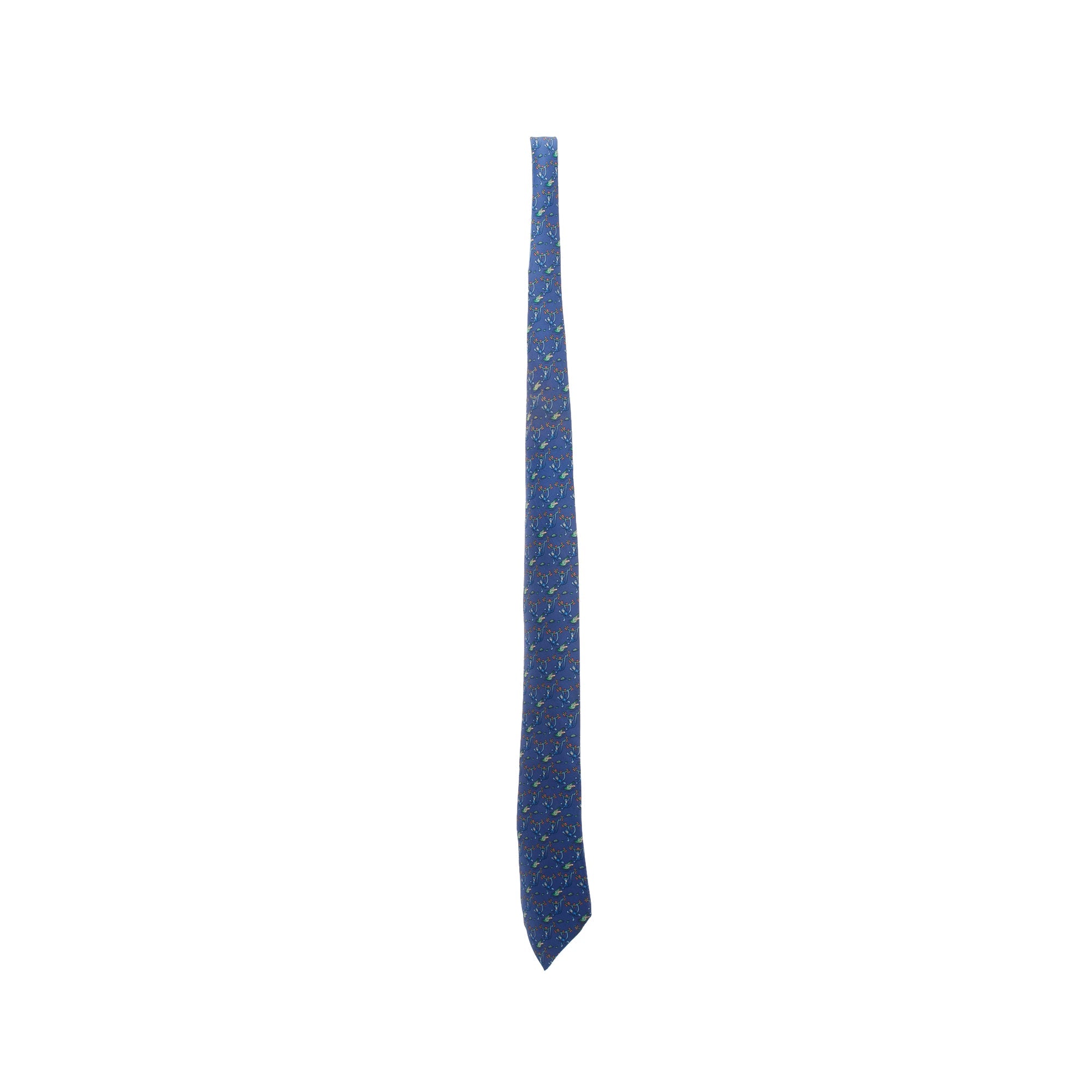 Hermes Blue Silk Twill Tie 7 Jungle Tie