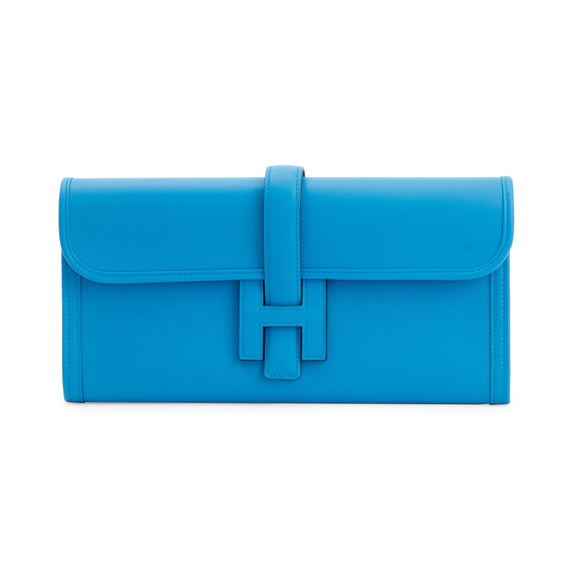 Hermes Blue Swift Leather Jige Elan 29 Clutch
