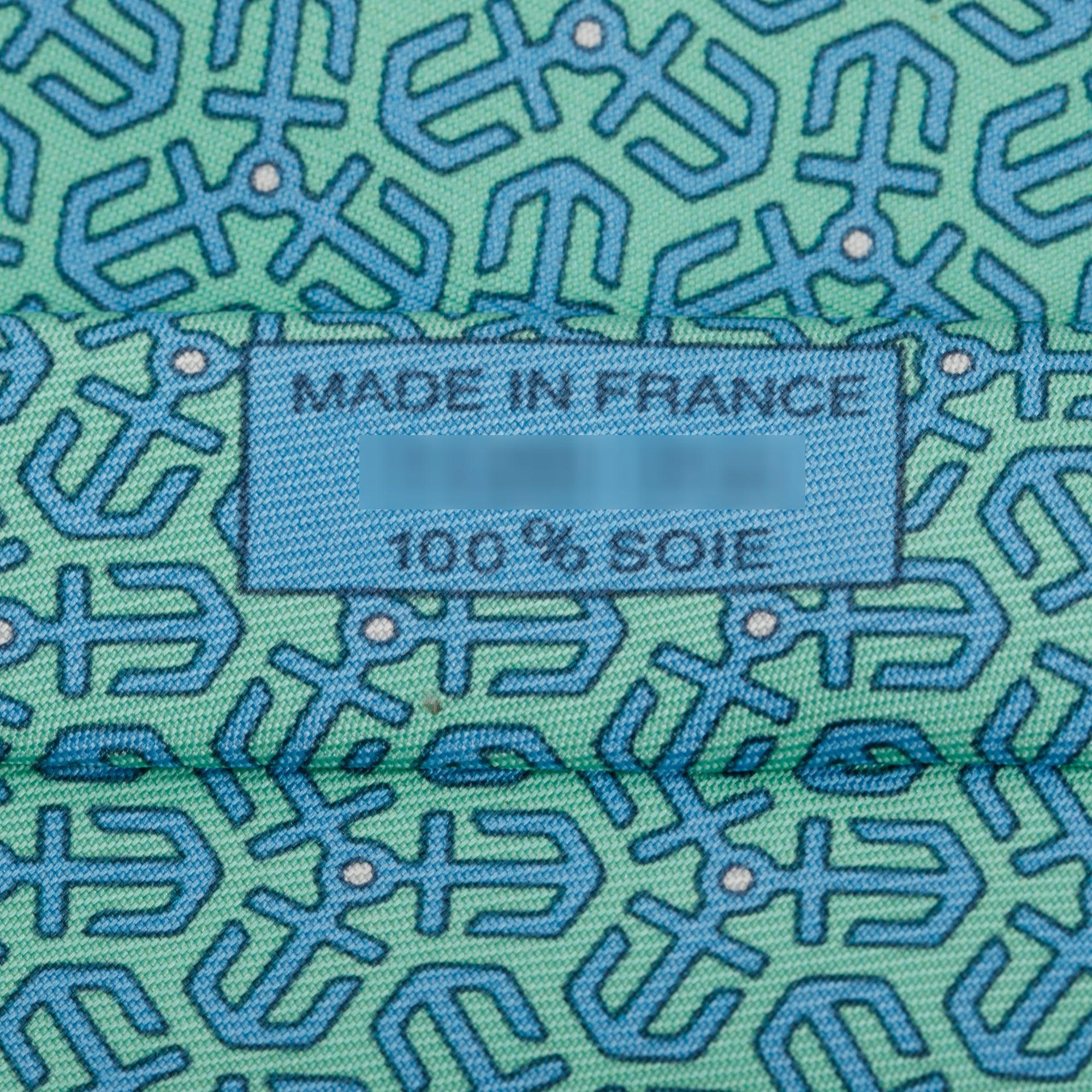 Hermes Blue/Green 7128 FA Printed Silk Tie