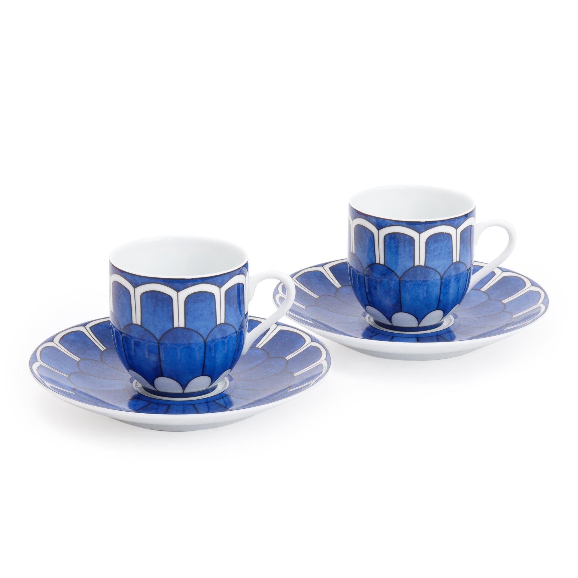 Hermes Blues D'Ailleurs Tea & Saucer, 2 Sets w/ Box