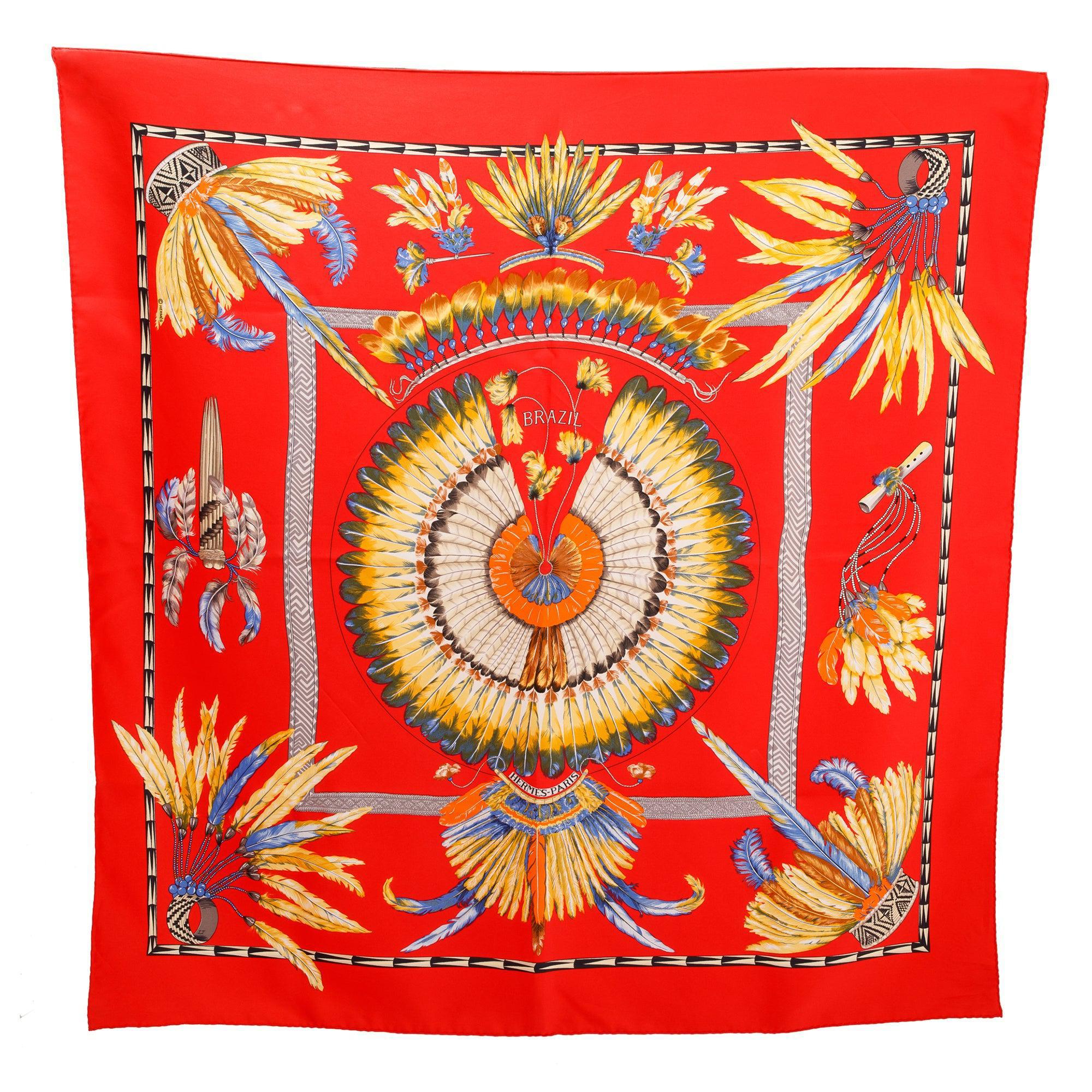 Hermes 'Brazil' Silk Scarf 90 w/ Box