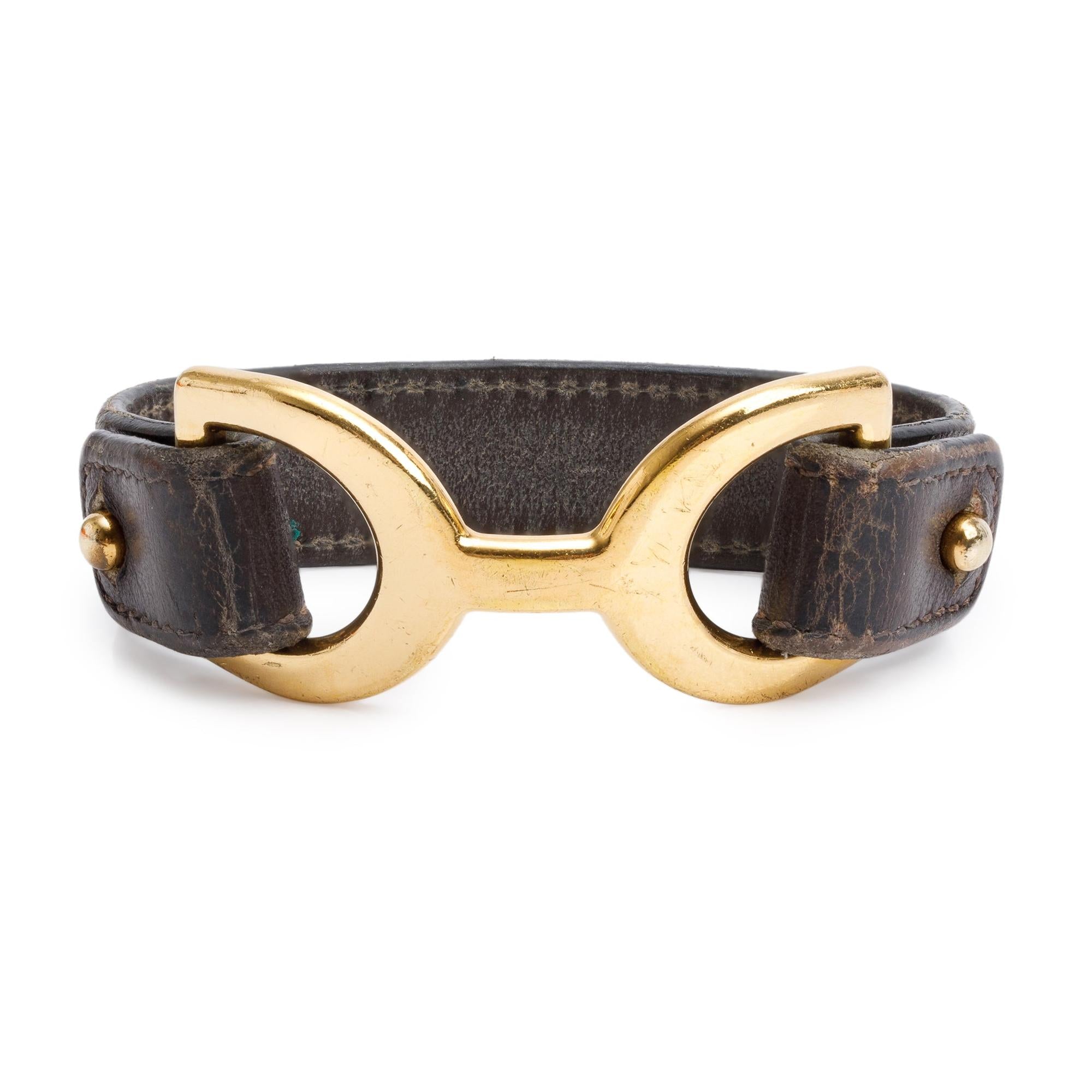 Hermes Brown Leather Pavane Wrap Bracelet