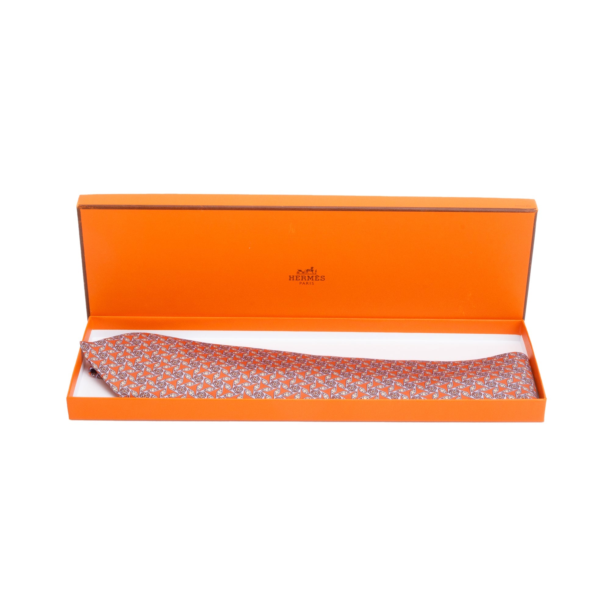 Hermes Brown/Multicolor 7939 MA Printed Silk Tie w/ Box