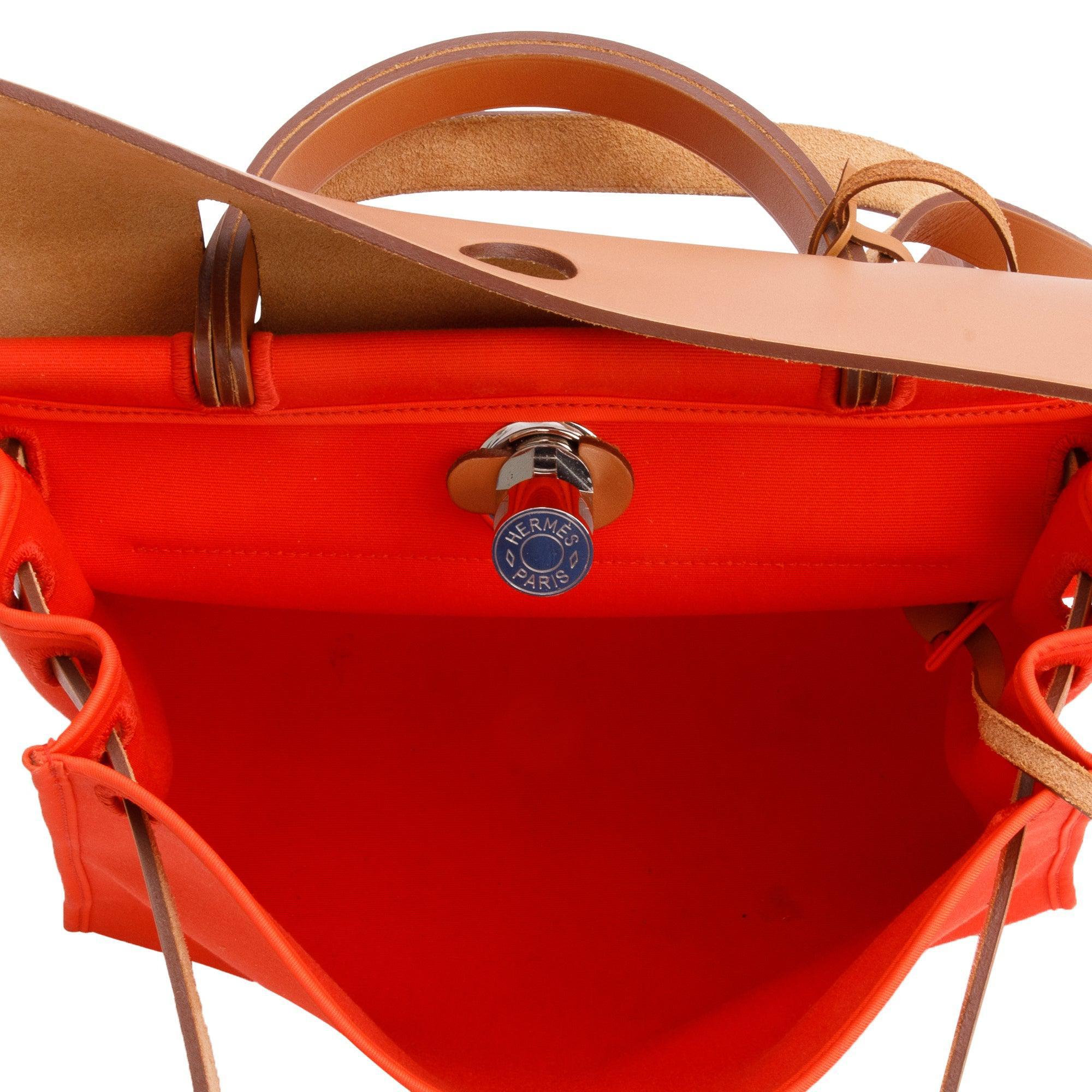 Hermes Capucine Fauve Toile Militaire Vache Hunter Herbag Zip 31 w/ Pouch