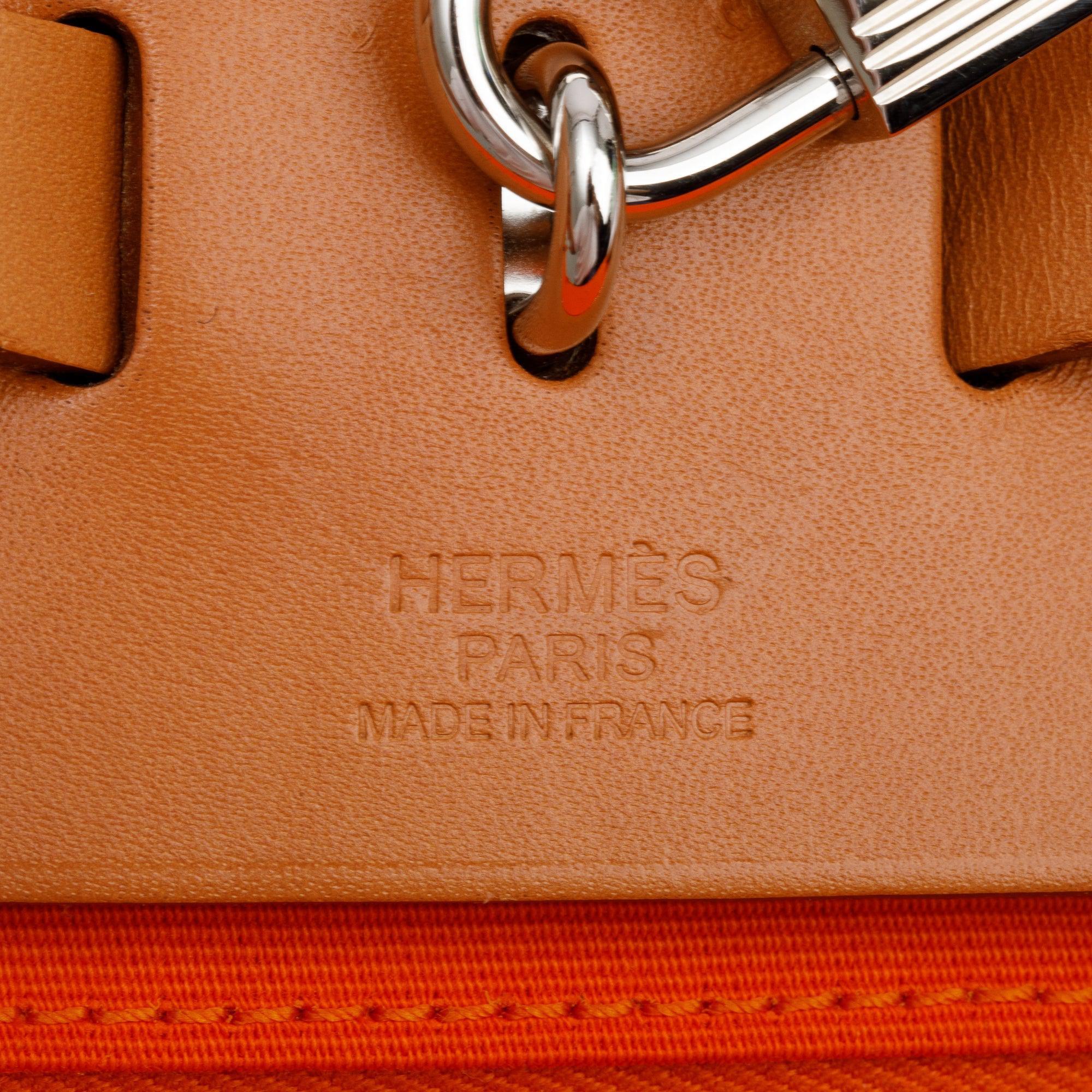 Hermes Capucine Fauve Toile Militaire Vache Hunter Herbag Zip 39 w/ Pouch