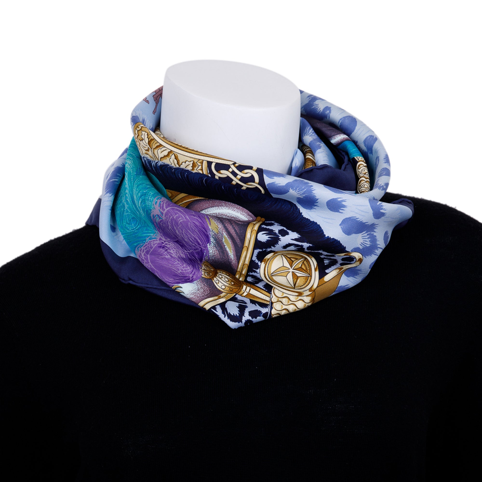 Hermes 'Casques Et Plumets by J. Abadie' Silk Scarf 90 w/ Box