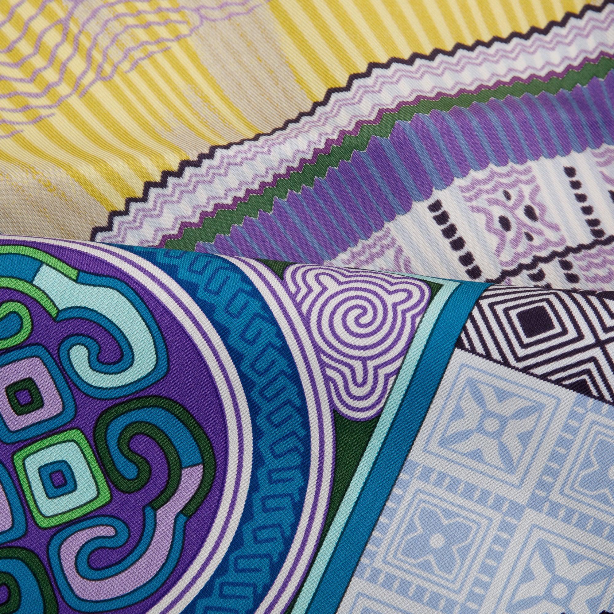 Hermes 'Cent Plis Des Miao' Multicolour Silk Scarf 90 w/ Box