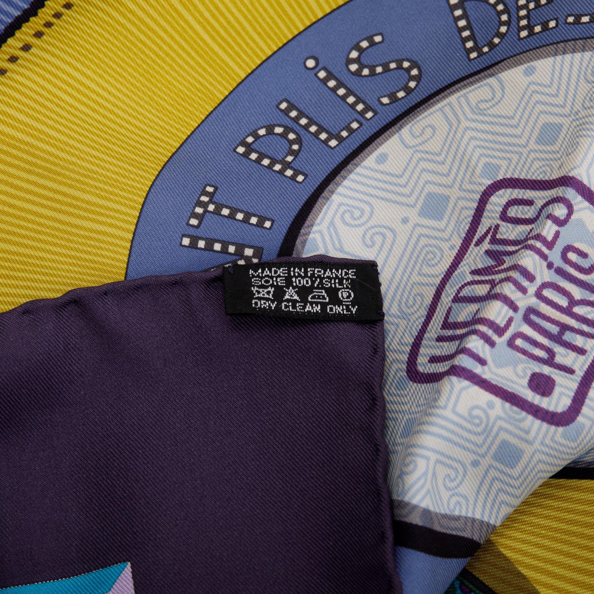 Hermes 'Cent Plis Des Miao' Multicolour Silk Scarf 90 w/ Box