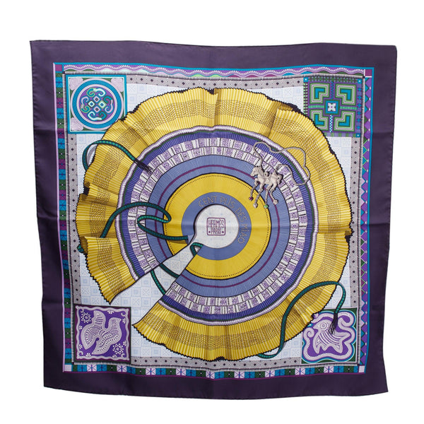 Hermes 'Cent Plis Des Miao' Multicolour Silk Scarf 90 w/ Box