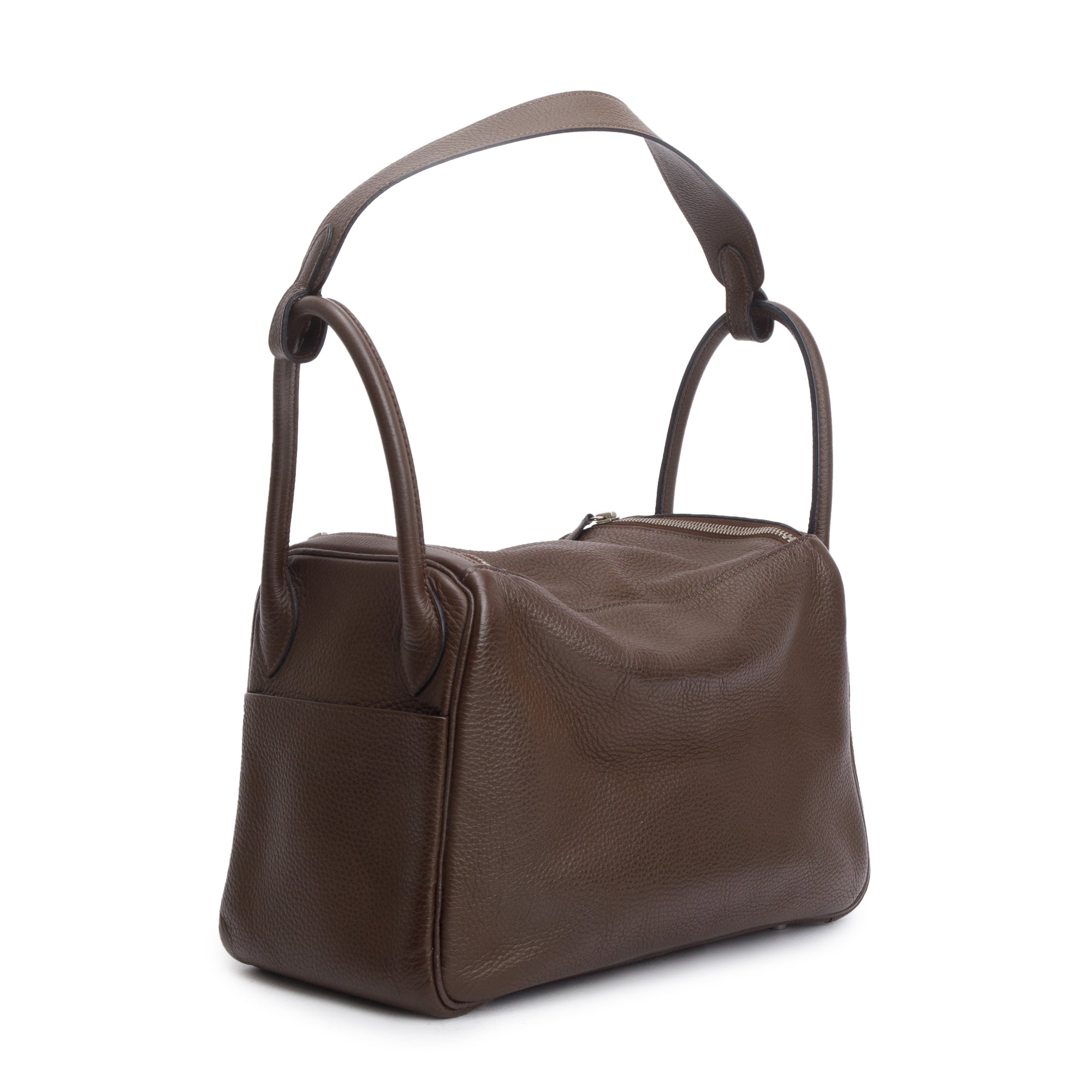 Hermes Chocolat Clemence Leather Lindy 30