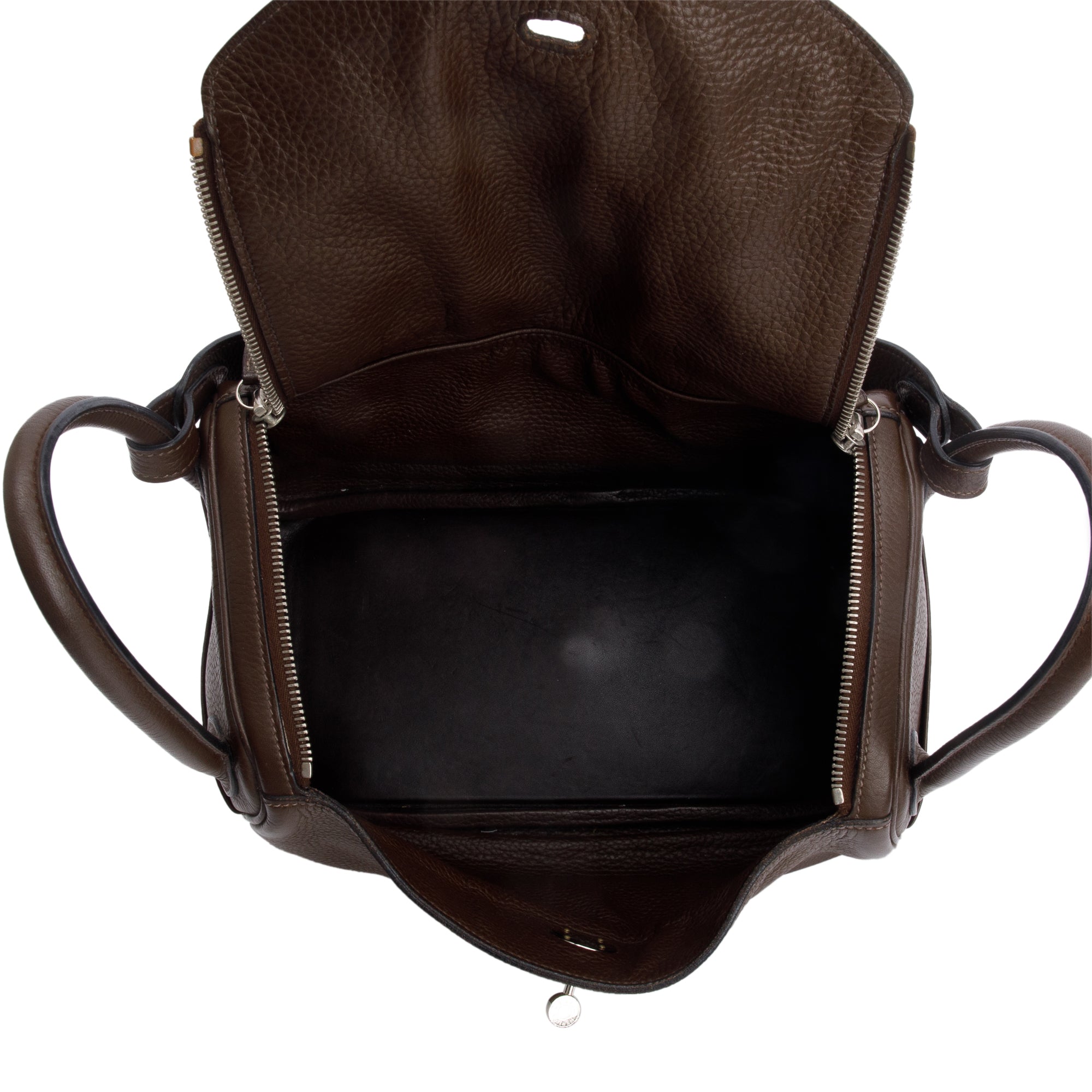 Hermes Chocolat Clemence Leather Lindy 30