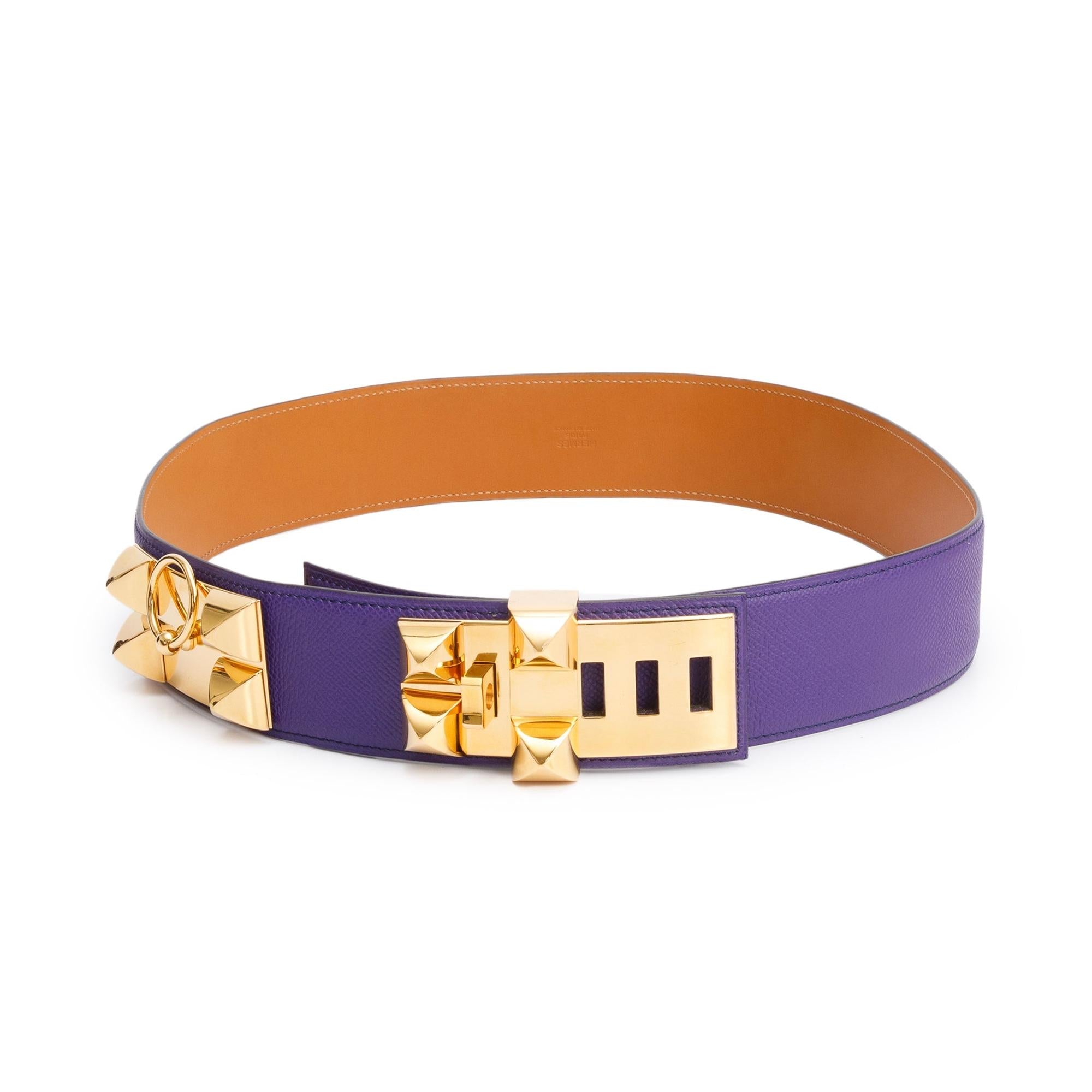 Hermes Crocus Epsom Leather Collier De Chien 50 Belt 85