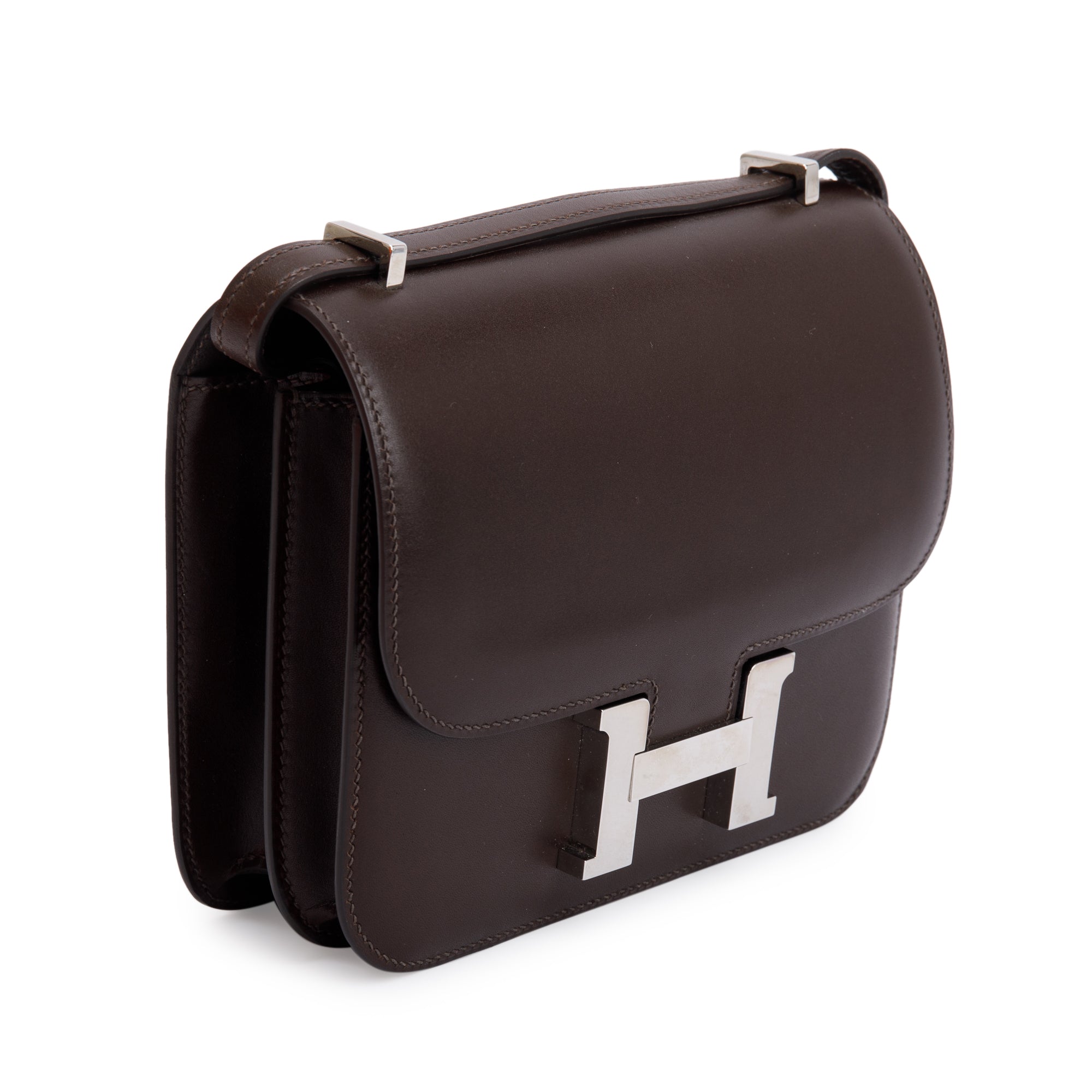 Hermes Ebene Box Leather Mini Constance 18 w/ Box