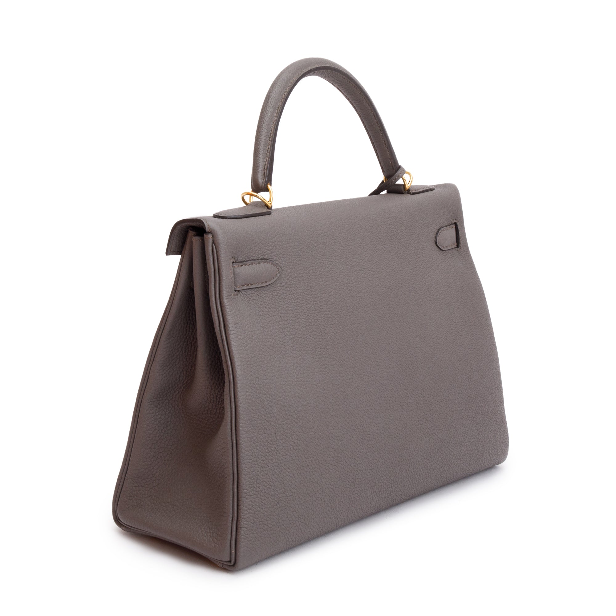 Hermes Etain Veau Togo Kelly II 32 Retourne w/ Strap, Box & Receipt