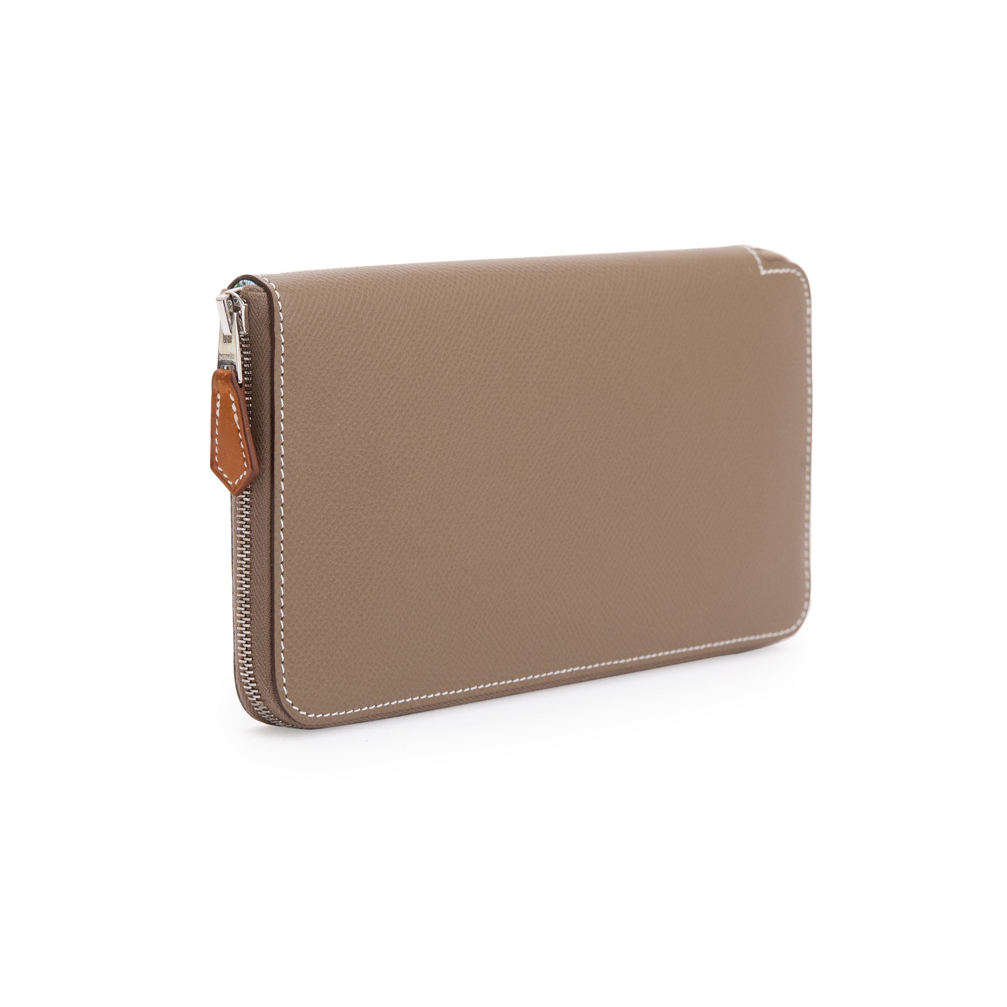 Hermes Etoupe Epsom Leather Silk'In Classique Long Wallet w/ Box