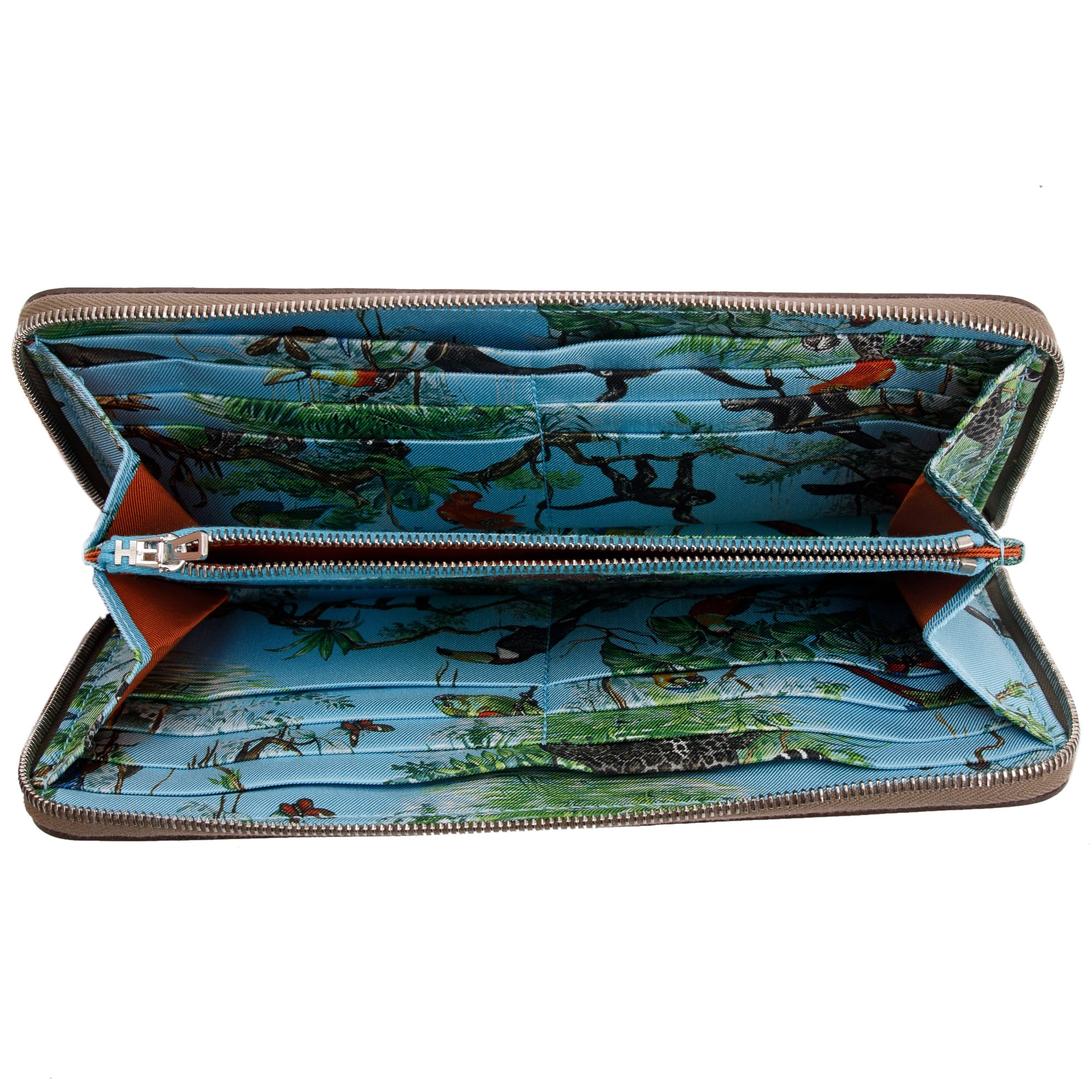 Hermes Etoupe Epsom Leather Silk'In Classique Long Wallet w/ Box