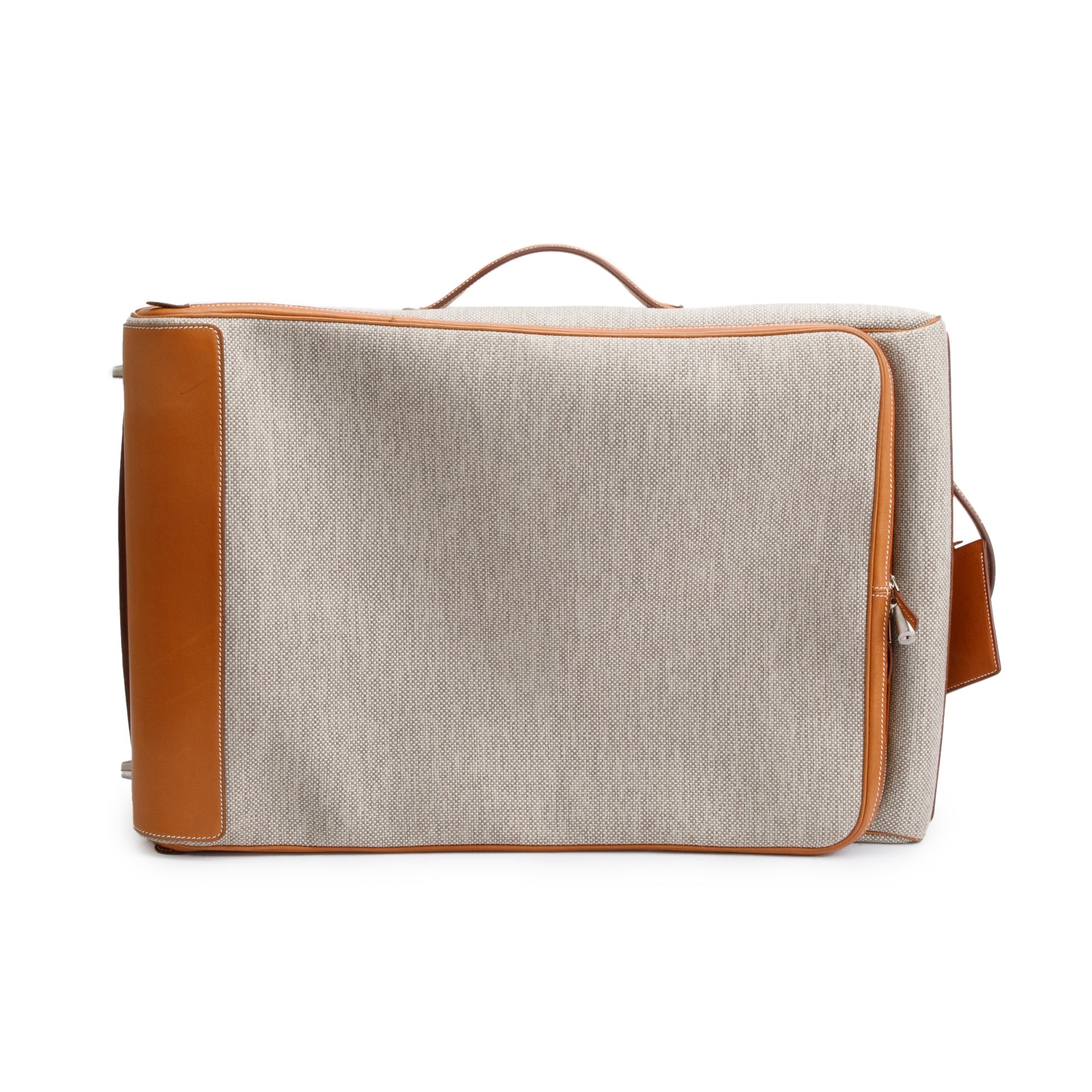 Hermes Etoupe Fauve Toile Gold Barena Leather Caleche Express Rolling Luggage