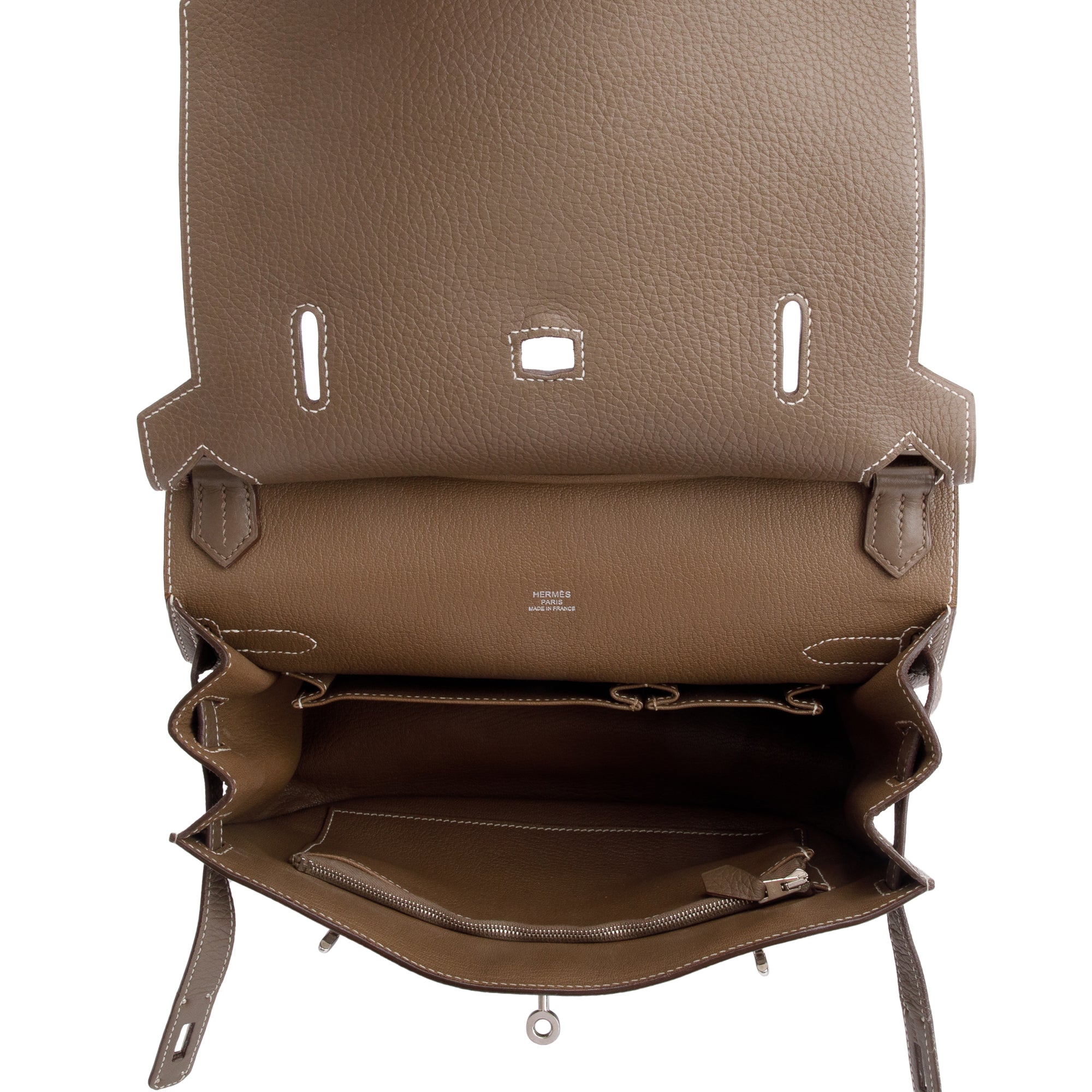 Hermes Etoupe Taurillon Clemence Leather Jypsiere 28