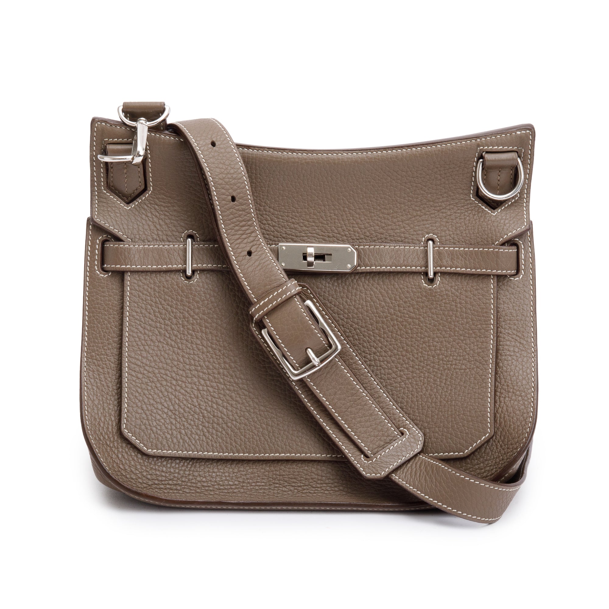 Hermes Etoupe Taurillon Clemence Leather Jypsiere 28