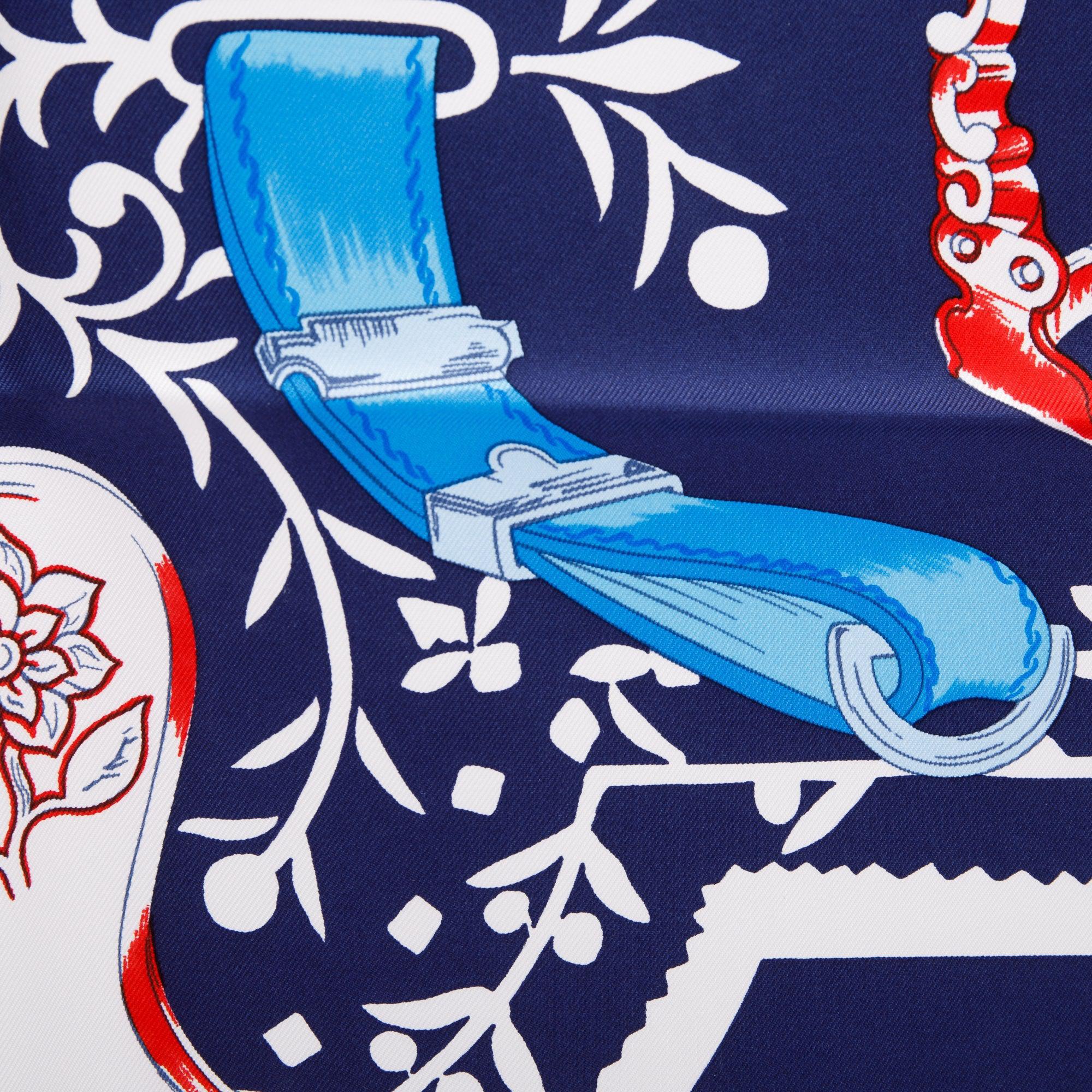 Hermes 'Etriers by F. de la Perriere' Silk Scarf 90 w/ Box