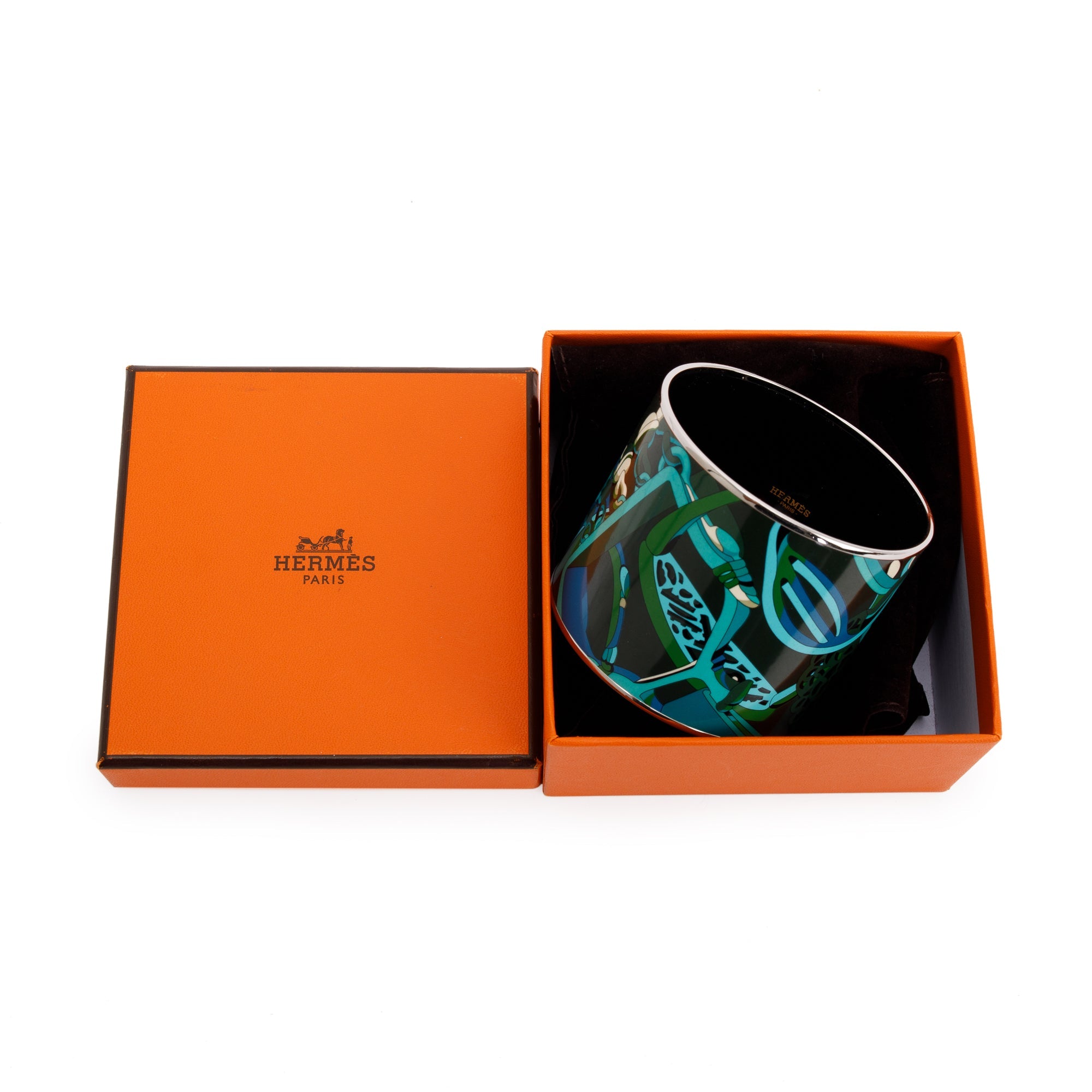 Hermes Extra Wide Enamel Bangle Bracelet w/ Box