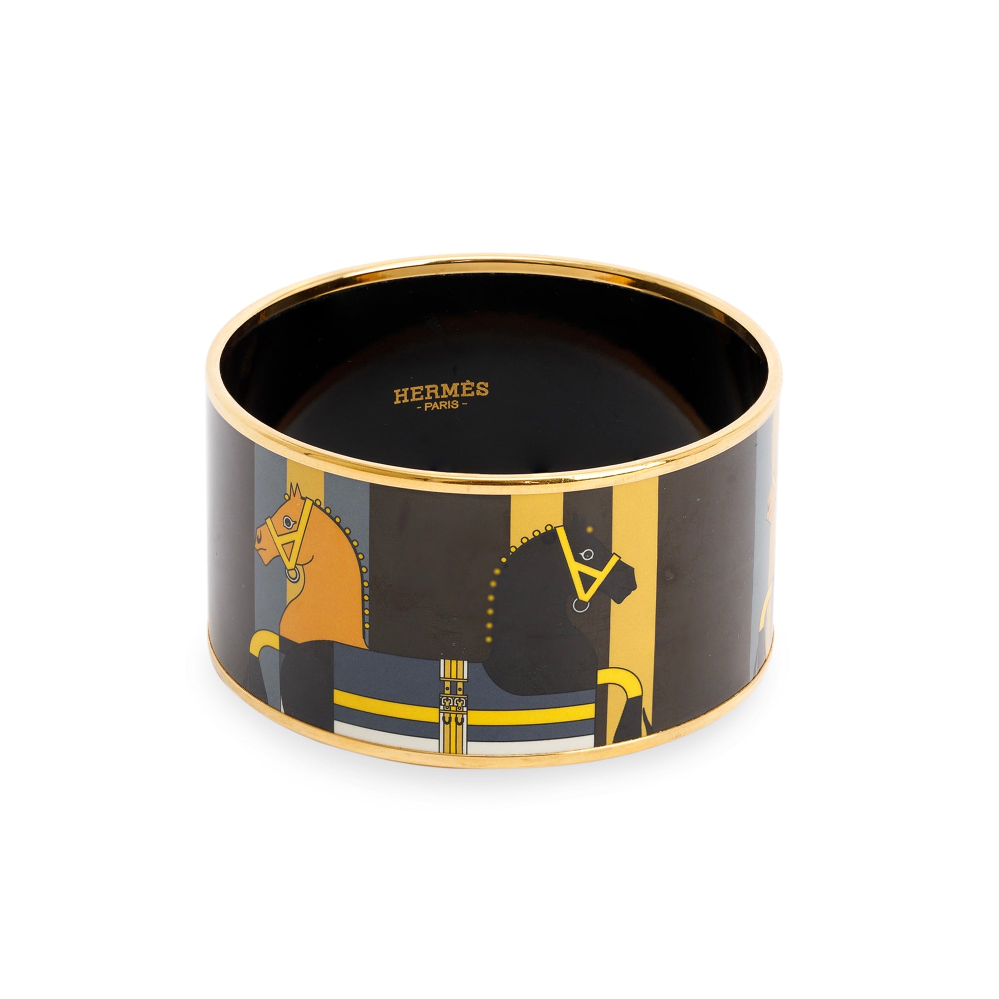 Hermes Extra Wide Enamel Bangle Bracelet