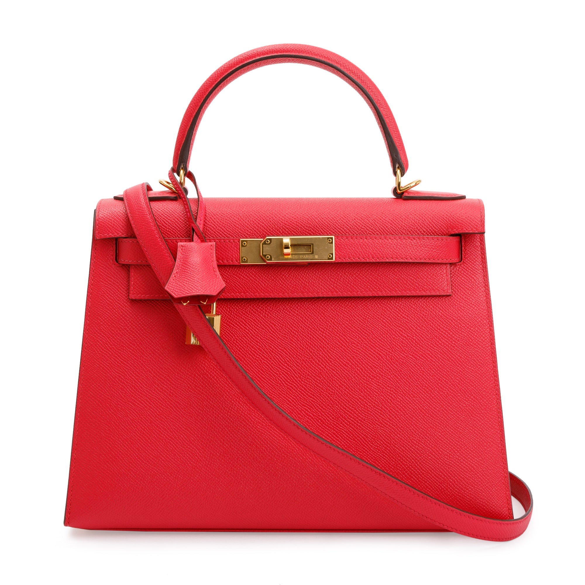 Hermes Extreme Rose Veau Epsom Kelly II Sellier 28 w/ Strap